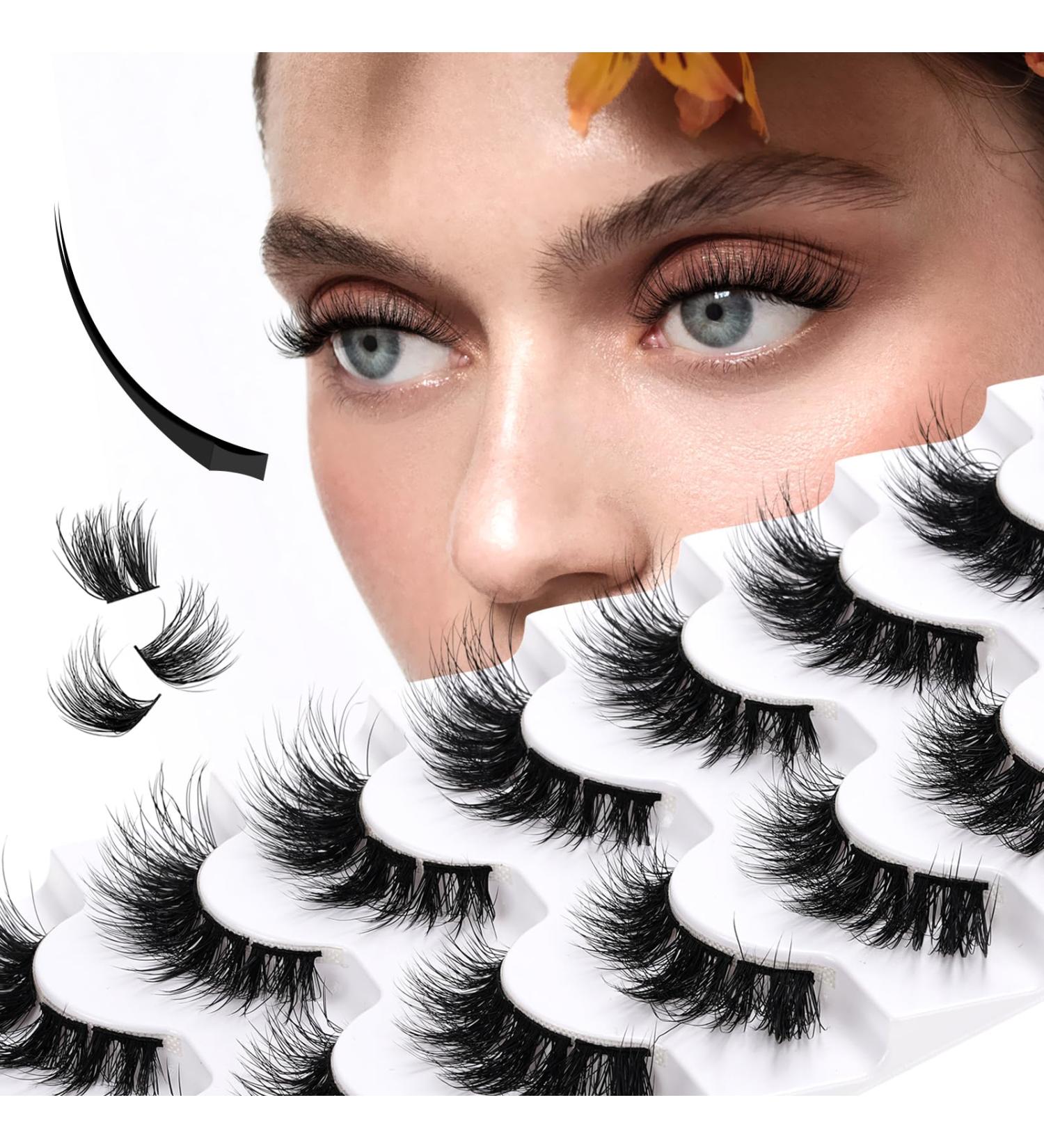 Higu clace False Eyelashes 10 Pairs Natural Wispy Lashes Soft Fluffy Mix10-16mm Individual Lashes Cluster Lightweight DIY Lash Extensions at Home - Bushy Flat 01 - Buy Online on SooperMarket.com