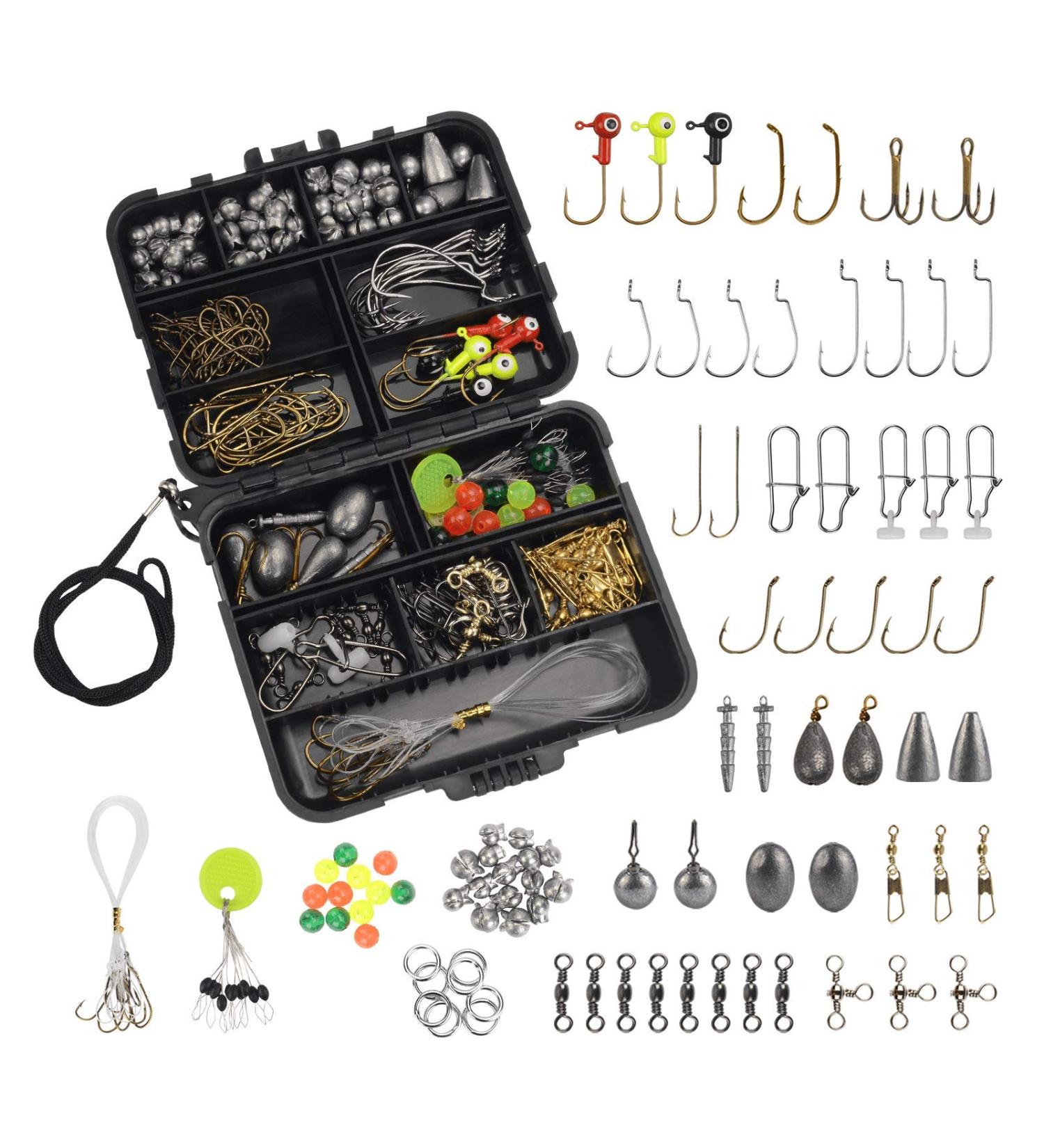 MadBite 181pcs Terminal Tackle Kit for Freshwater Fishing - Bass/Panfish/Trout, with Tackle Box, Hooks, Weights, Sinkers & Rigs - Buy Online on SooperMarket.com