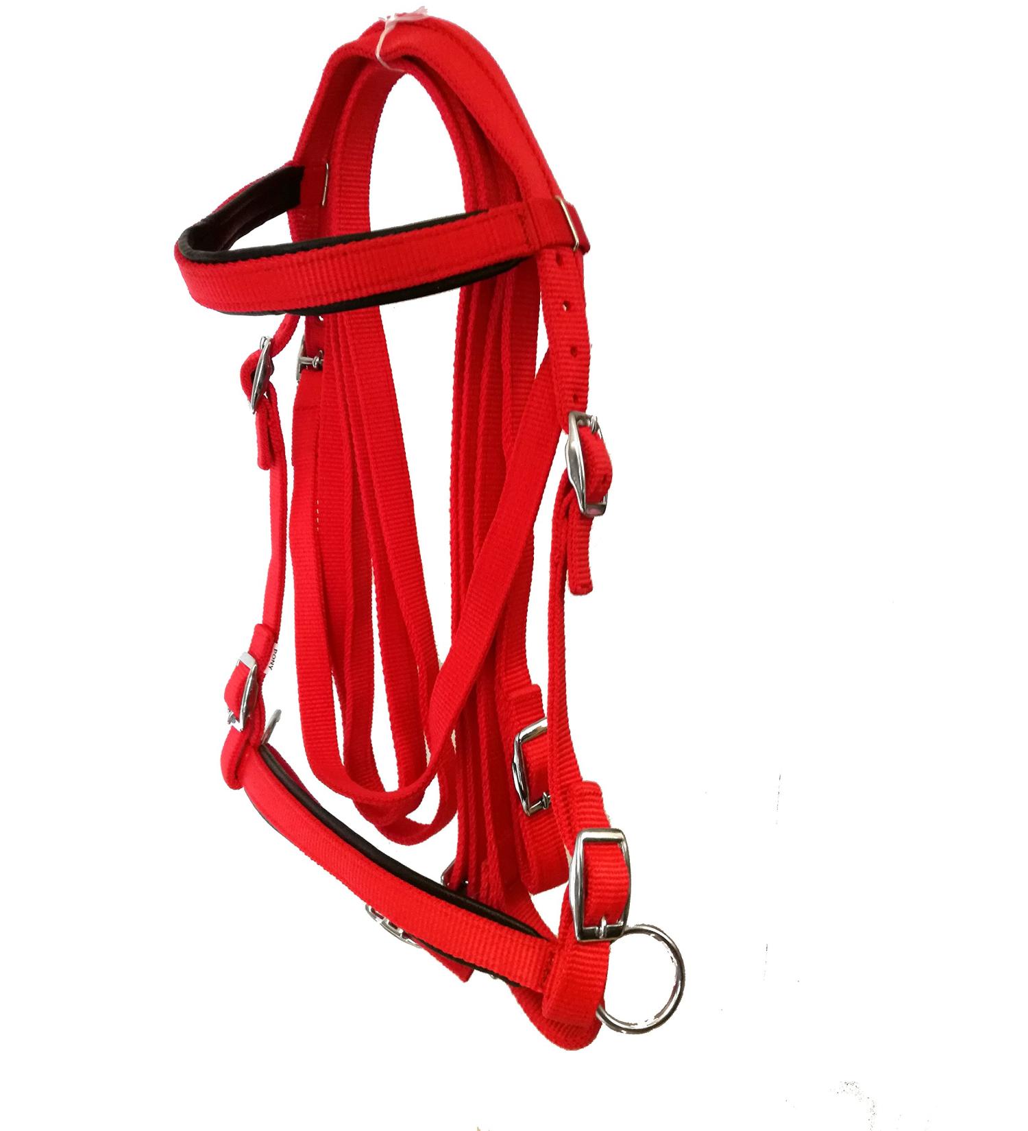 Buy JF-Reitsport Bitless Cob Bridle Set | Nylon with Reins | Red International Shipping Available - Buy Online on SooperMarket.com