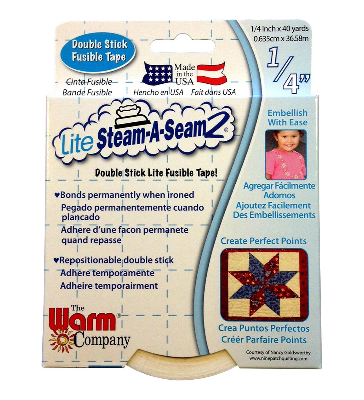 Warm Company Lite Steam-A-Seam 2 Double Stick Fusible Web Tape -1/4" X 40 Yards Multicolor/Assorted