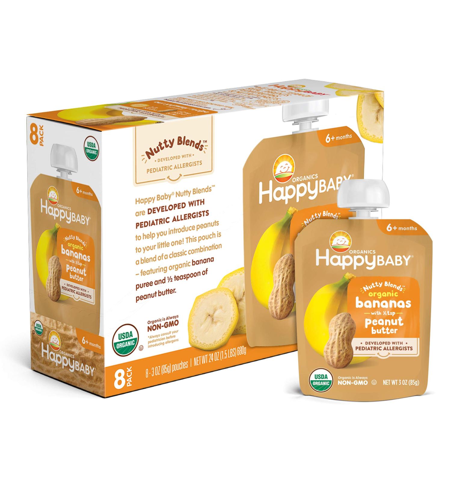 Happy Family Organics Baby Nutty Blends - Organic Banana & Peanut Butter 6+ Months, 3 oz - Buy Online on SooperMarket.com