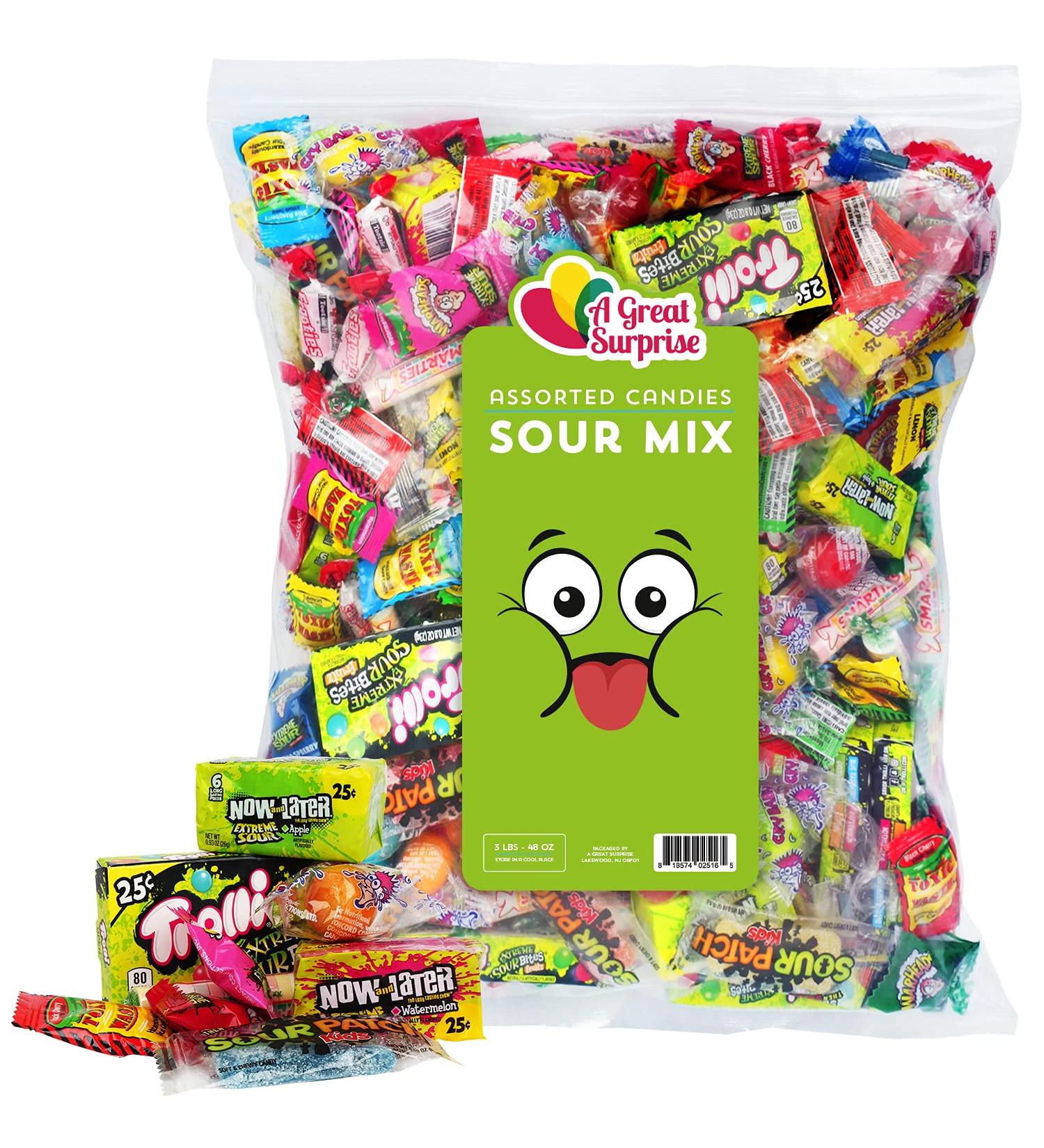 Sour Party Mix Candy Bulk - 3 LB - Warheads, Sour Patch, Cry Baby Gumballs & More! - Buy Online on SooperMarket.com
