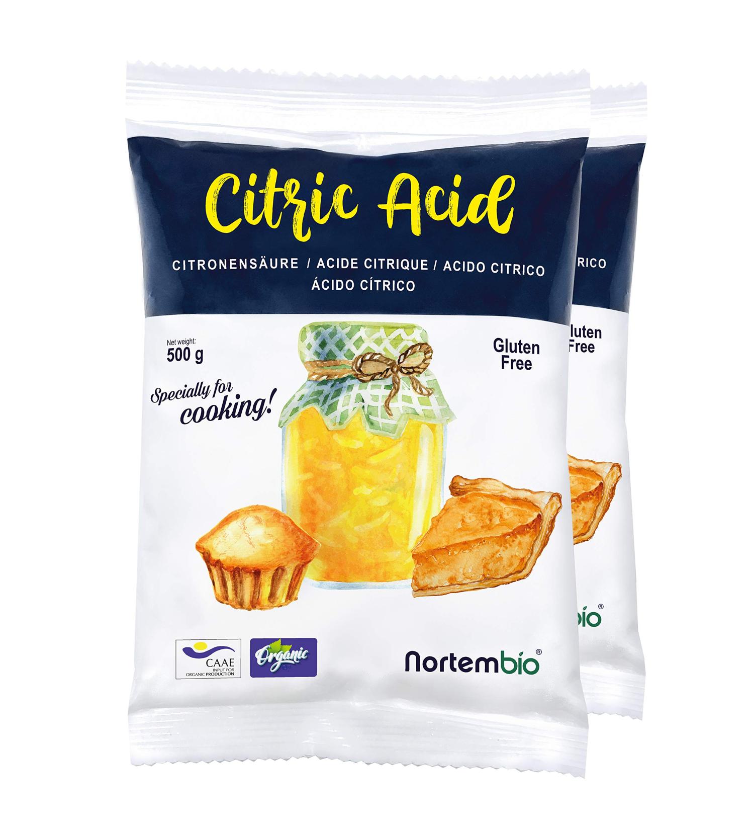Nortembio Citric Acid Powder 1 kg - 100% Pure & Ecological for Cooking & Baking + Free Recipe eBook - Buy Online on SooperMarket.com