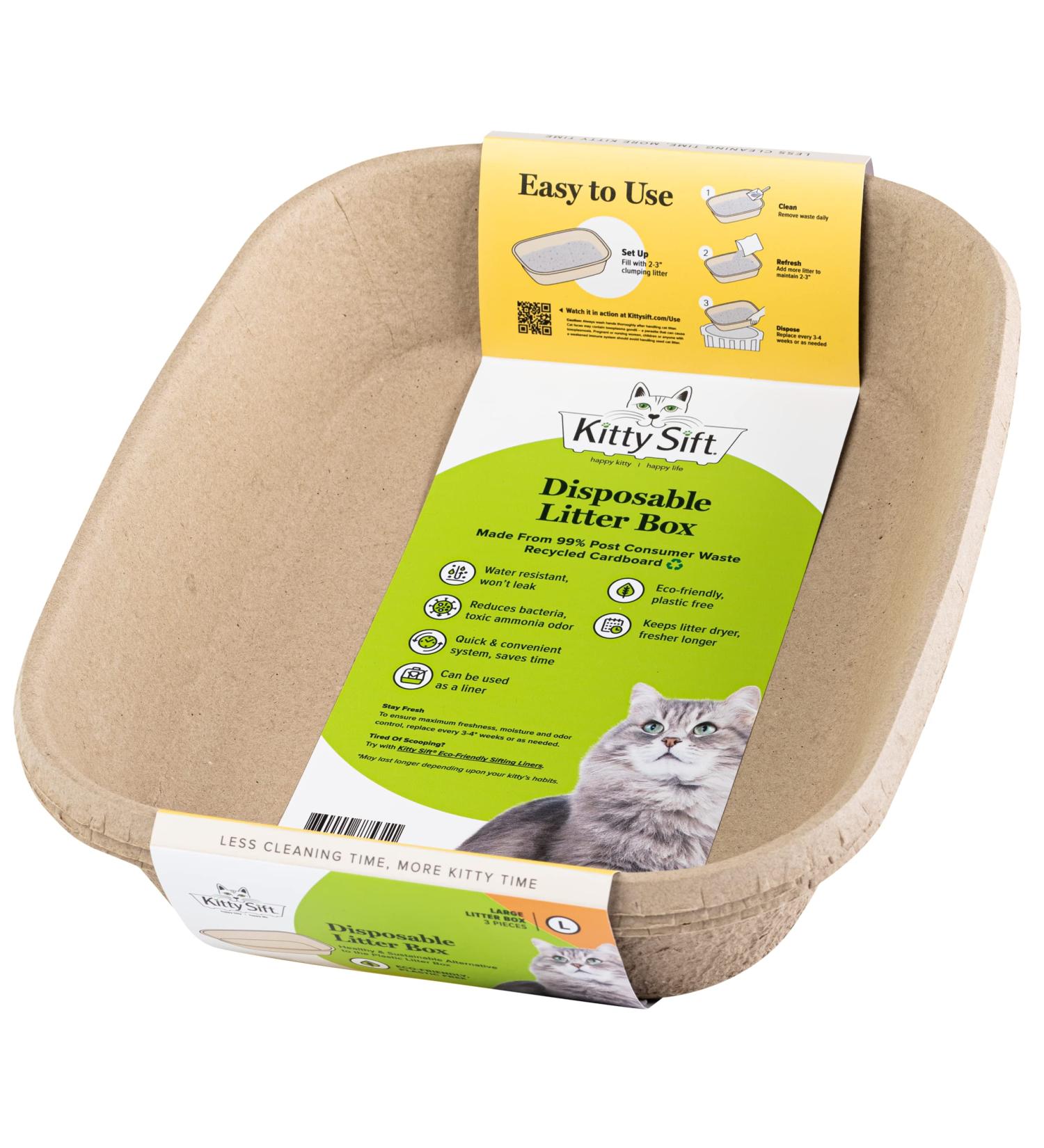Kitty Sift Disposable Sifting Litter Box & Liners - Large - 6 Piece Set - Buy Online on SooperMarket.com