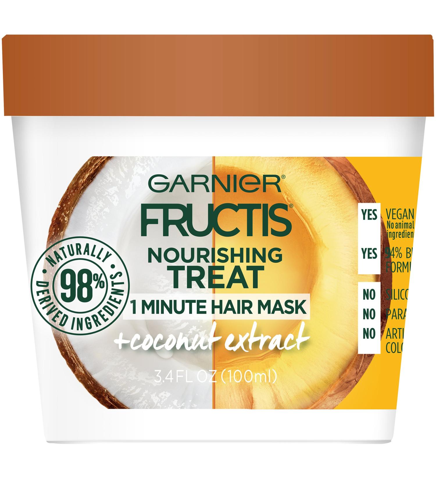 Garnier Fructis Nourishing Treat 1 Minute Hair Mask with Coconut Extract - 3.4 fl oz - Buy Online on SooperMarket.com