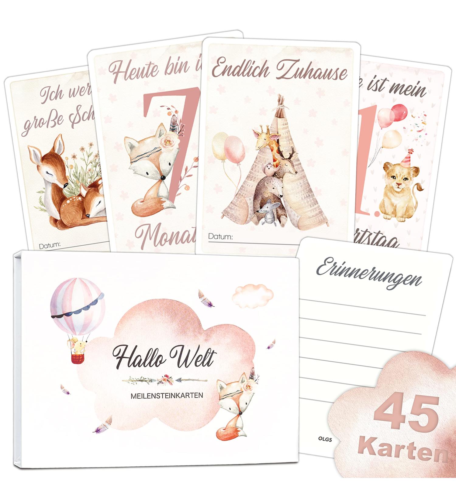Olgs Milestone Cards for Baby Girls - 45 Unique Cards | Perfect Gift for Birth Baby Showers Pregnancy & Baptism | Boho Style Milestone Cards - Buy Online on SooperMarket.com