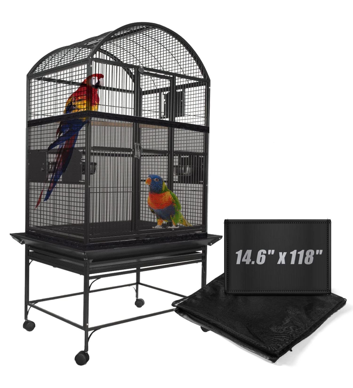 Adjustable Bird Cage Seed Catcher - Large Soft Mesh Skirt for Round & Square Cages - Buy Online on SooperMarket.com
