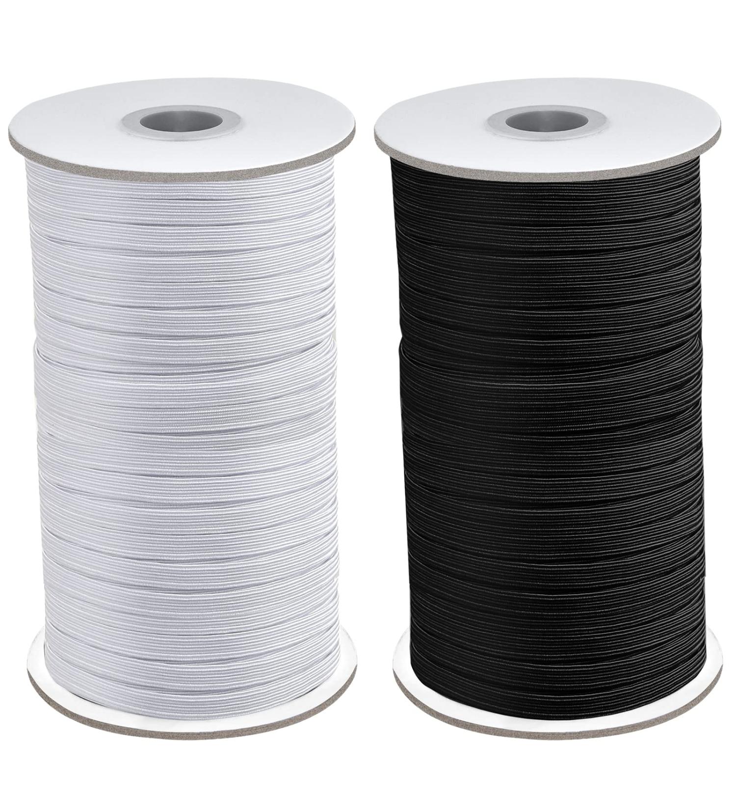 Coopay 200 Yards Length 1/4 Width Elastic Cord, 2 Rolls - 100 Yards/Roll, Heavy Stretch Elastic Spool Knit for Sewing, Black and White 1/4 Inch - Buy Online on SooperMarket.com