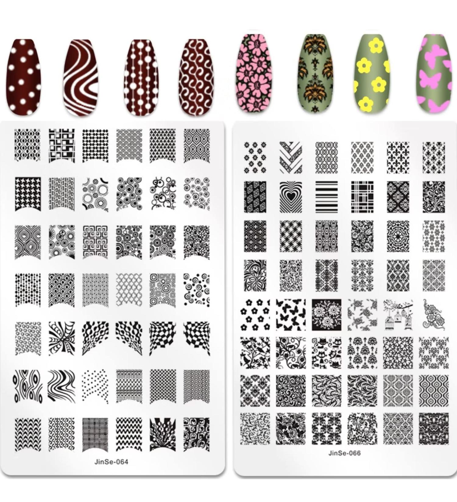 RUNRAYAY 2Pcs French Nail Stamp Plates Nails Art Stamping Plates Leaves Flowers Animal Nail Template Image Plate for Women Fashion Art Decoration - Buy Online on SooperMarket.com