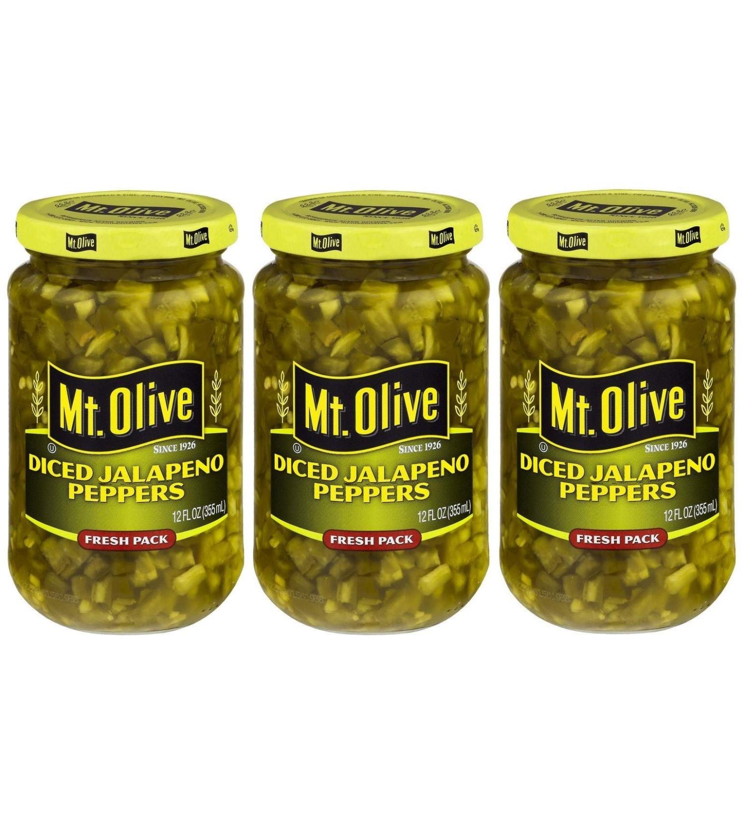 Mt. Olive Diced Jalapeno Peppers 12oz - Pack of 3 | Spicy Pickled Peppers for Cooking - Buy Online on SooperMarket.com