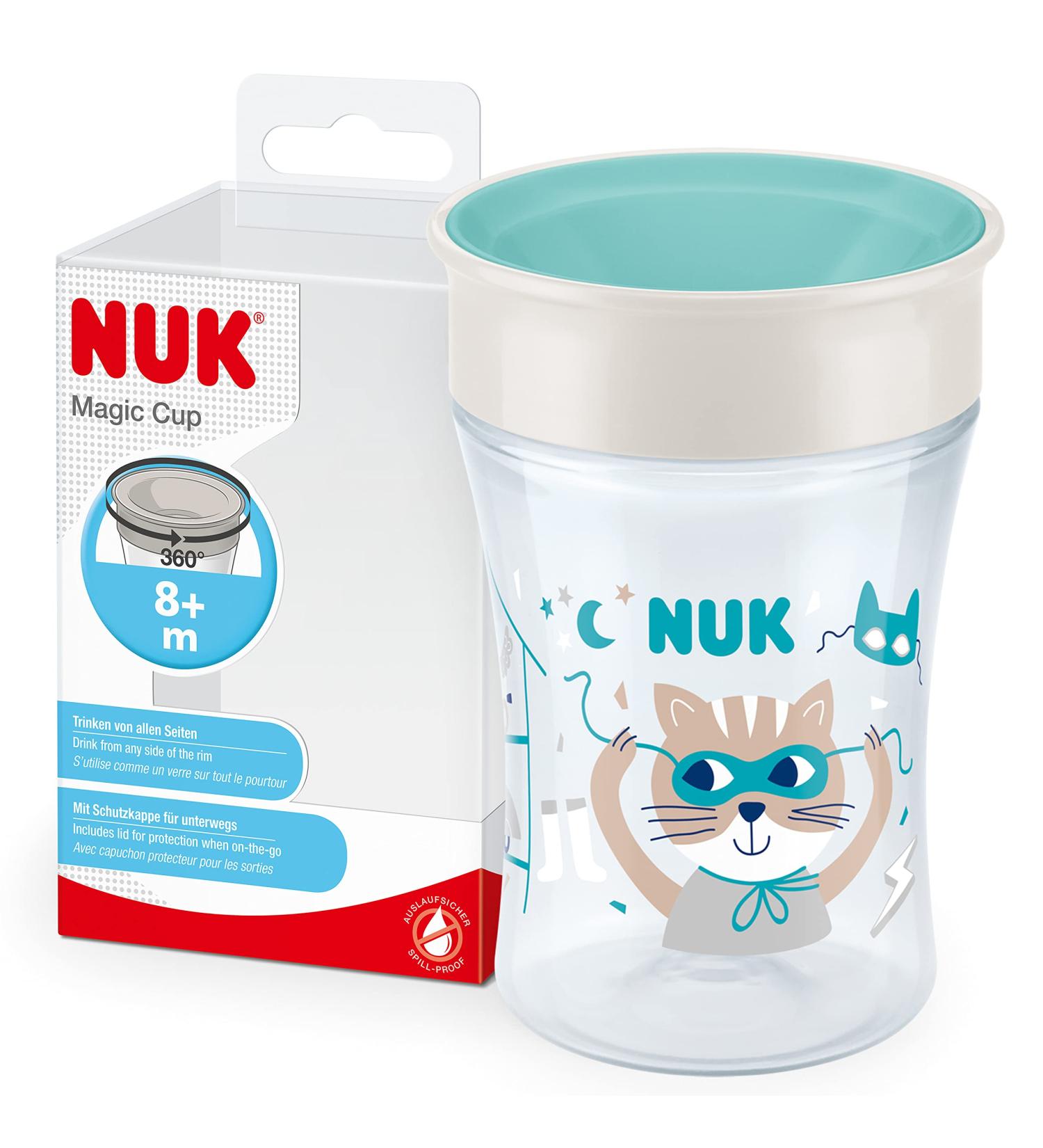 NUK Magic Cup Sippy Cup | 360 Anti-Spill Rim | BPA-Free | 230ml | Blue Cat | 8+ Months | Leak-Proof | 1 Count - Buy Online on SooperMarket.com