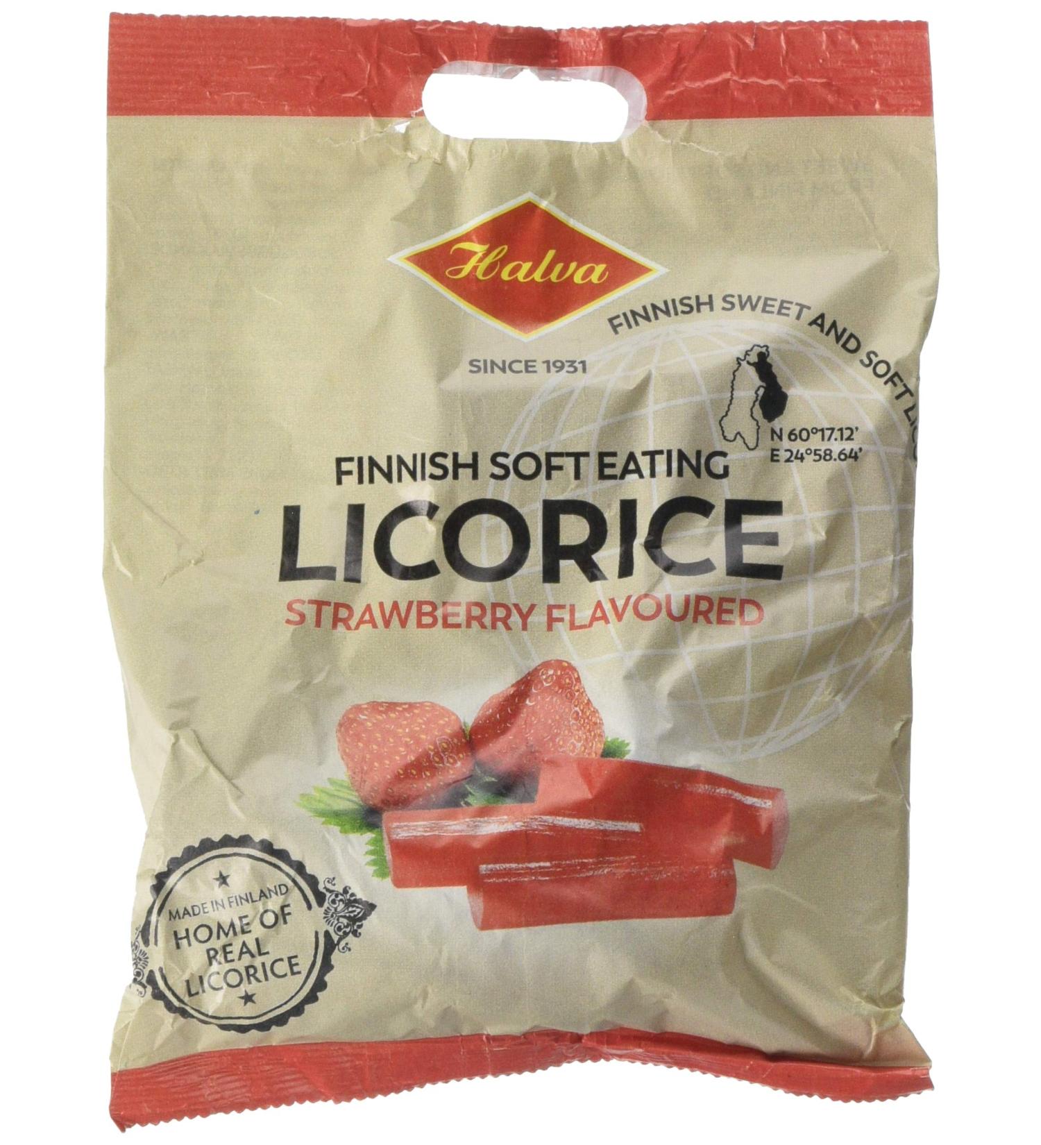 Halva Strawberry Soft and Sweet Finnish Liquorice 200 g - Buy Online on SooperMarket.com