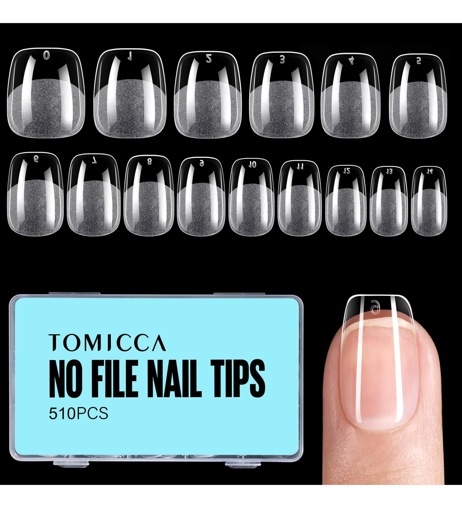 TOMICCA Soft Gel Nail Tips 510PCS Clear Half Matte Full Cover Nail Tips - Short Square Oval | Pre-Buff, No File, Traceless for Nail Extensions | Nail Art Salon & Home DIY - 12 Sizes - Buy Online on SooperMarket.com
