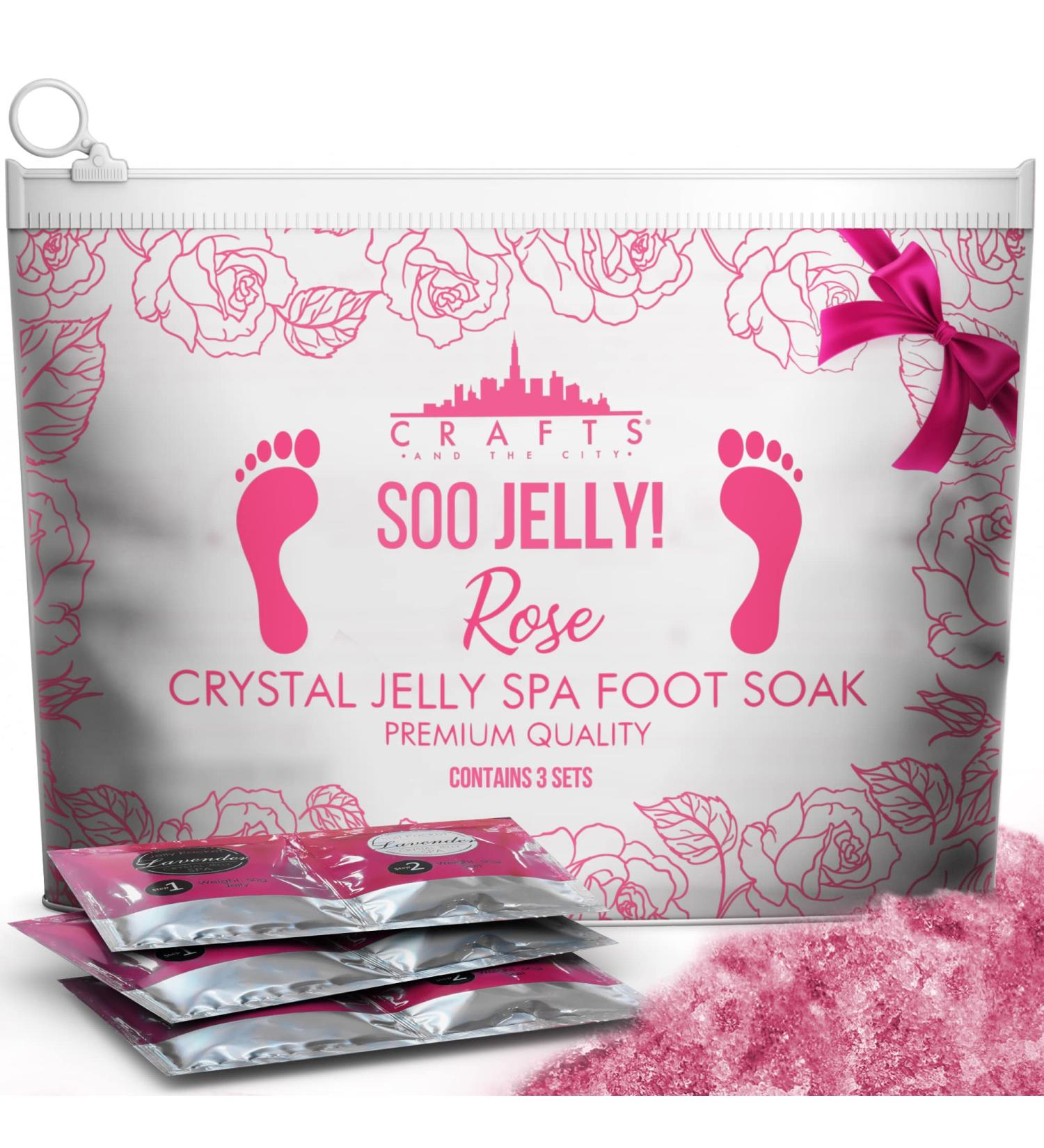 Jelly Pedicure Foot Soak for Dry Cracked Feet - Moisturizing Spa Pedi Soak with Damascus Rose - Foot Bath Salts for Relaxation - Foot Gel for Sore Feet - Buy Online on SooperMarket.com