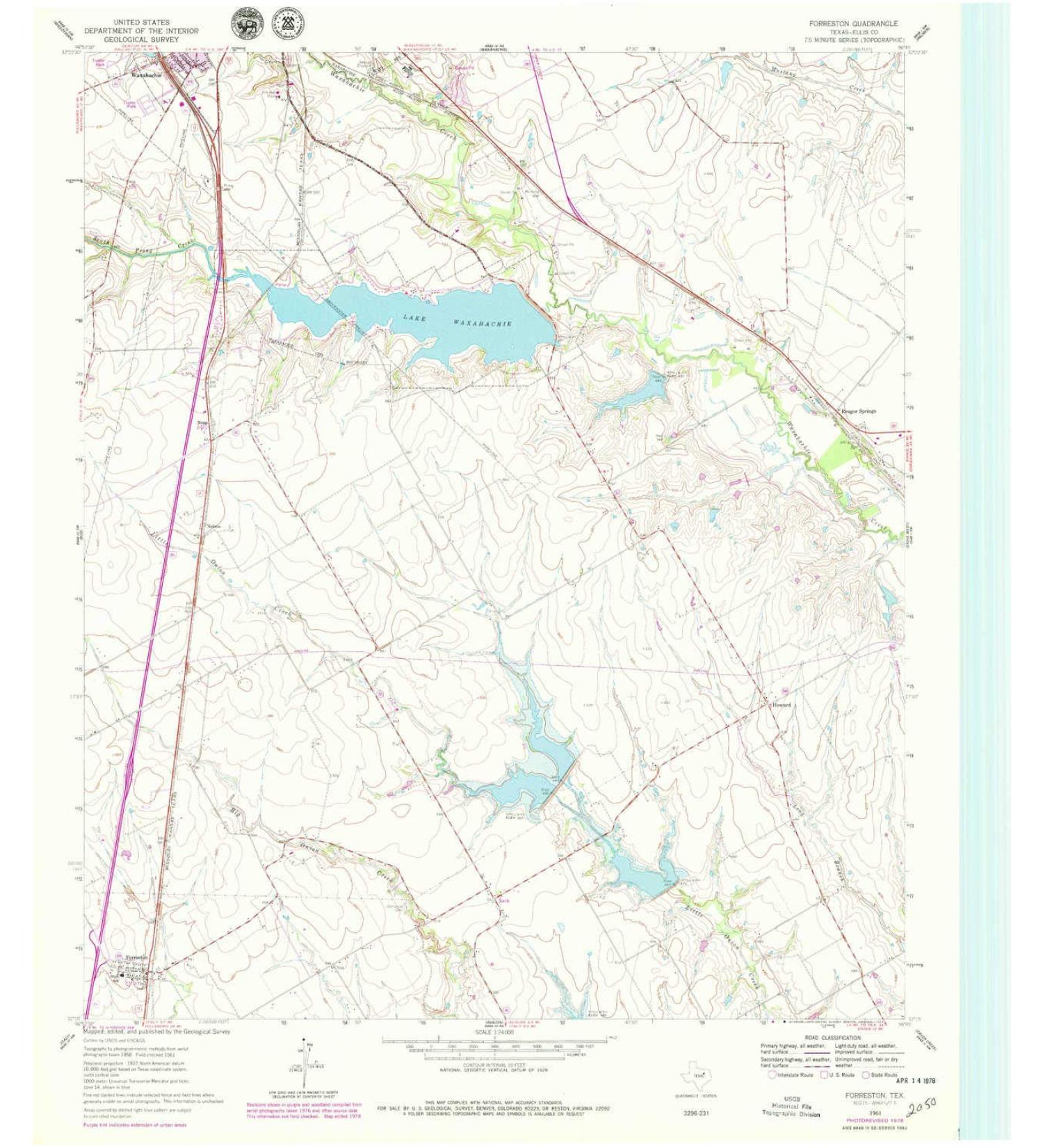 YellowMaps Forreston TX topo map, 1:24000 Scale, 7.5 X 7.5 Minute, Historical, 1961, Updated 1979, 27 x 23 in Regular Paper
