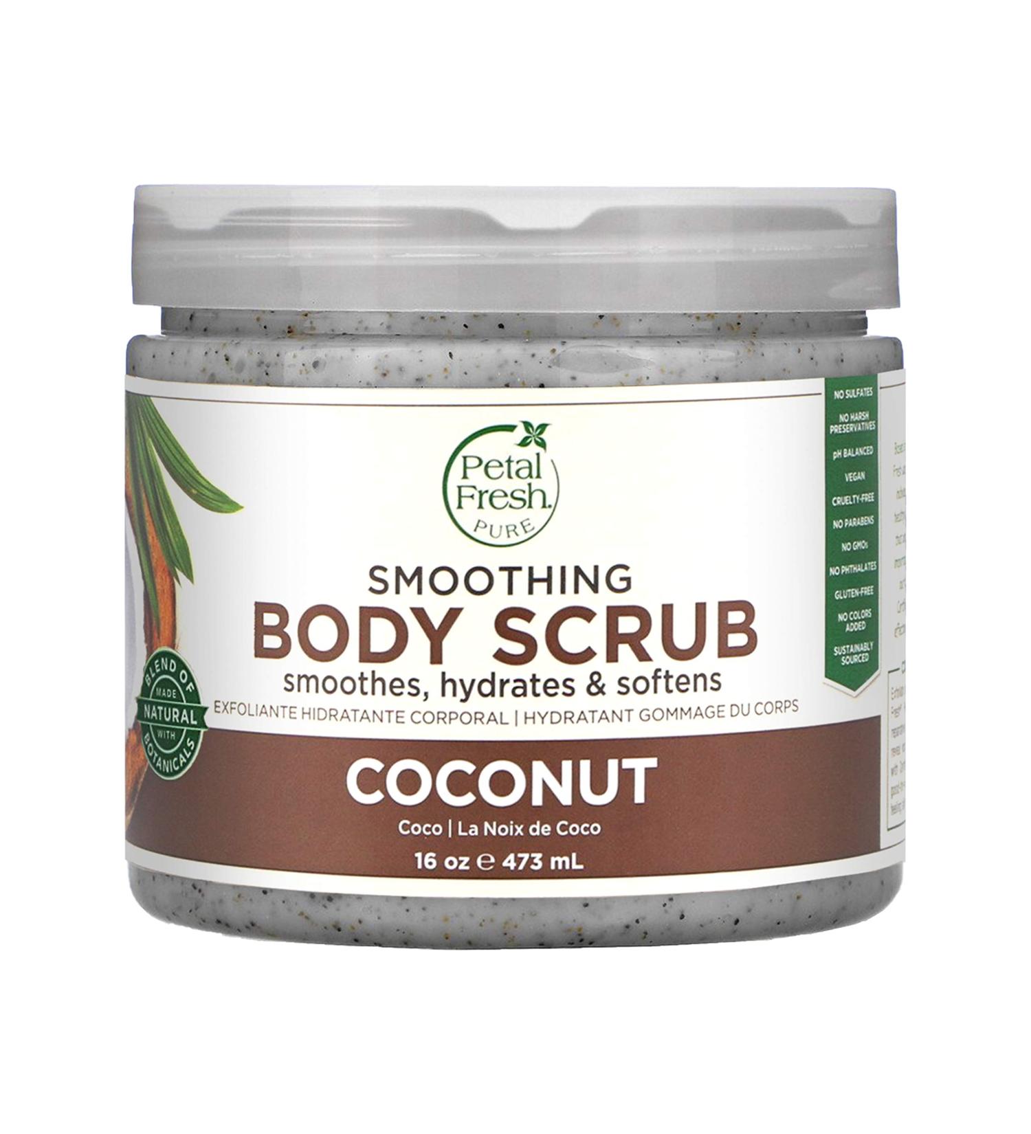 Petal Fresh Pure Coconut Body Scrub 16 oz - Smoothing Exfoliator for Soft Skin - Buy Online on SooperMarket.com