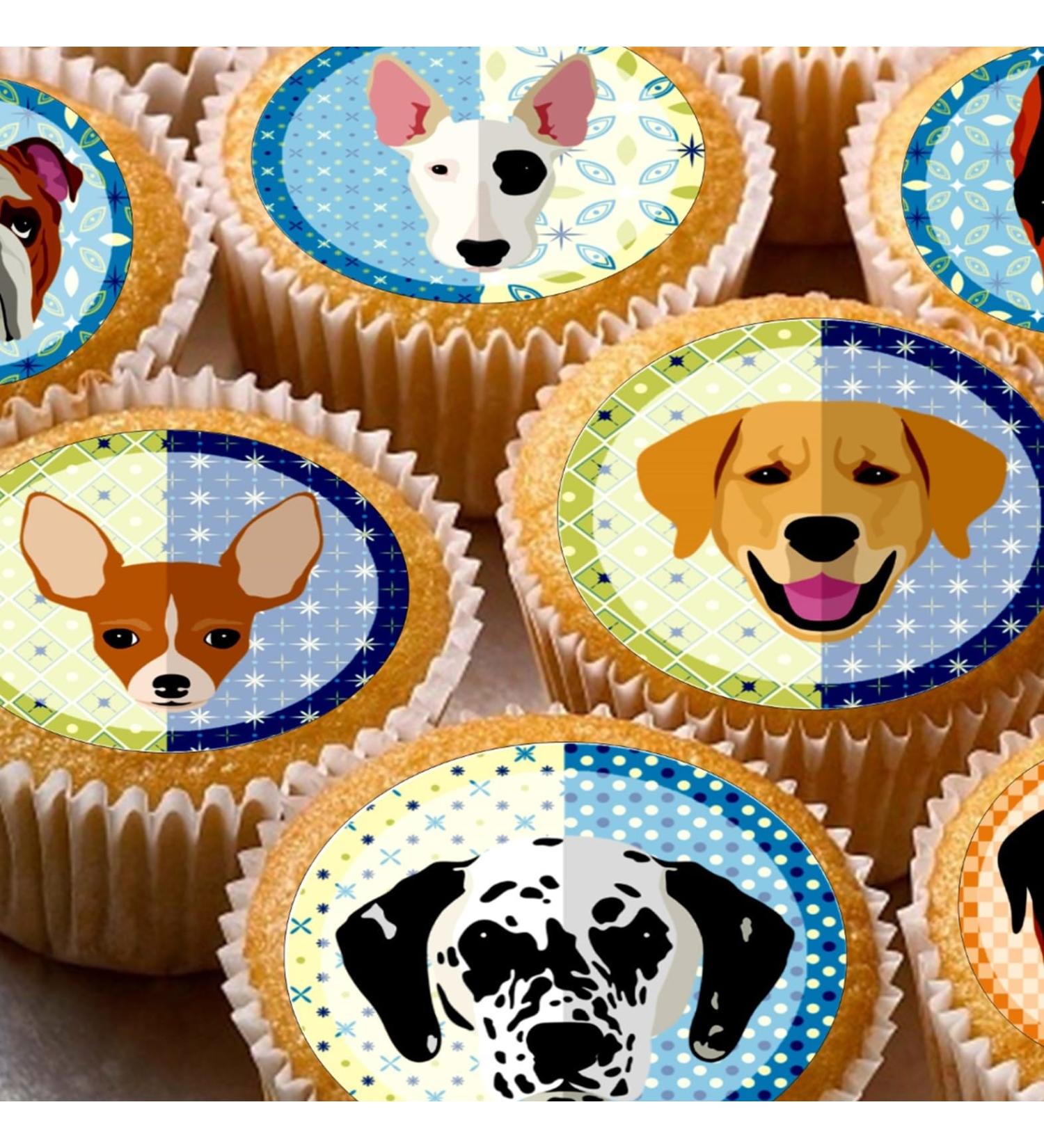 24 Dog Dogs edible birthday party Cupcake Cake Toppers Wafer Rice Paper precut decoration - Buy Online on SooperMarket.com