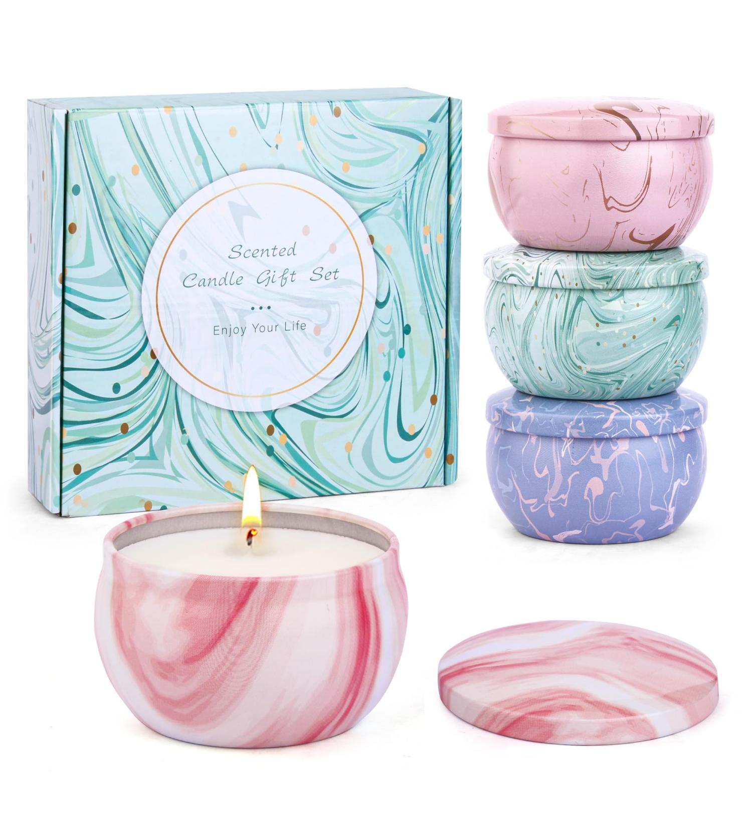 Larger Aromatherapy Candle Gift Set for Women - 4 Pack Natural Soy Wax Candles for Stress Relief Perfect for Christmas Birthdays & Valentine's Day - Buy Online on SooperMarket.com