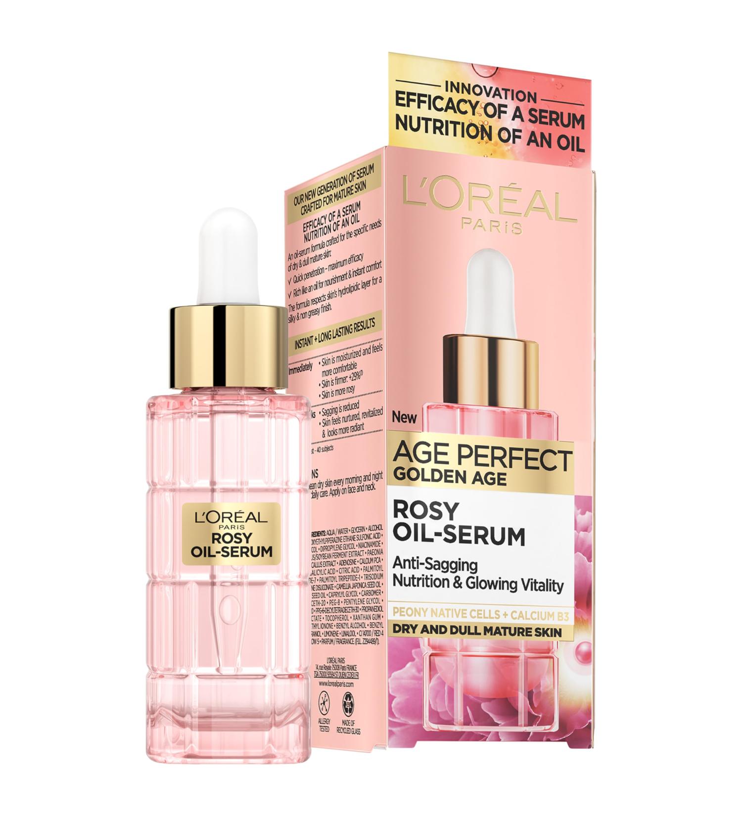 L'Oreal Paris Age Perfect Golden Age Rosy Oil Face Serum Boosts Skin Radiance & Brightens Complexion 30ml  - Buy Online on SooperMarket.com