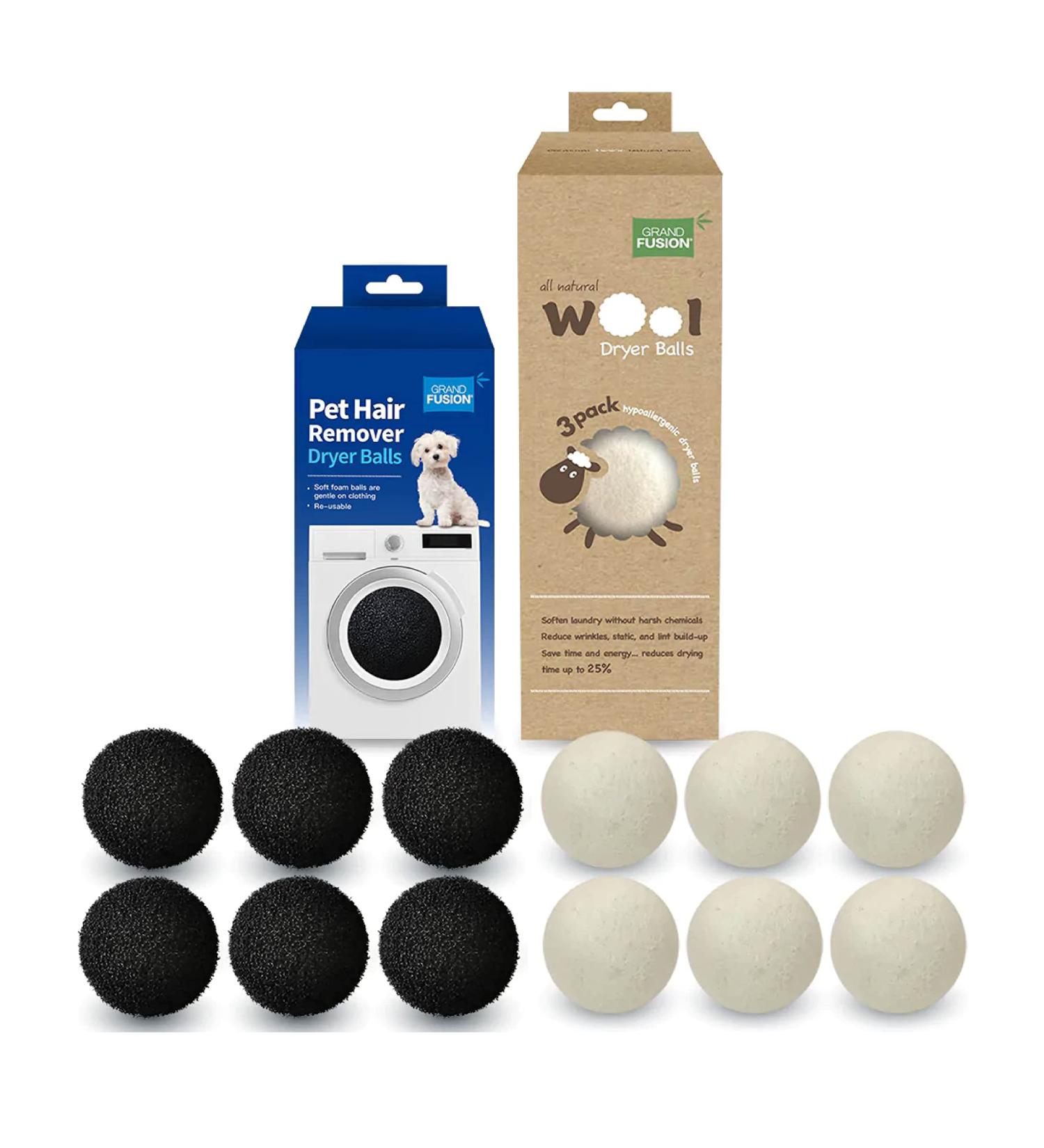 Ultimate Laundry Softener and Pet Hair Removal Balls Set - Wool Dryer Balls for Softening Clothes and Pet Hair Removal - Pack of 2 (6 balls each) - Buy Online on SooperMarket.com