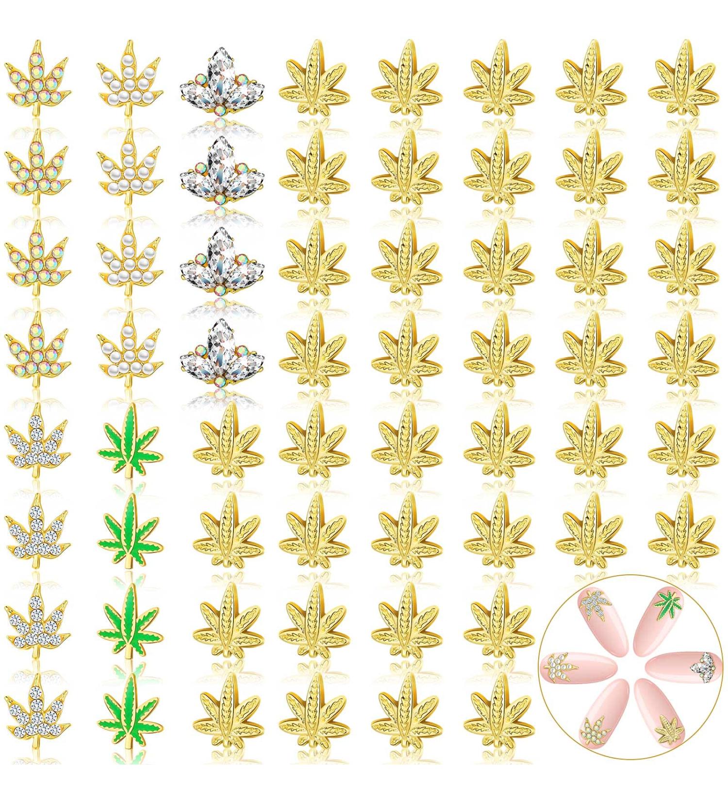 60 Pieces 3D Leaf Nail Charms Set - Charming Style for Nail Art Decorations & DIY Crafts - Buy Online on SooperMarket.com