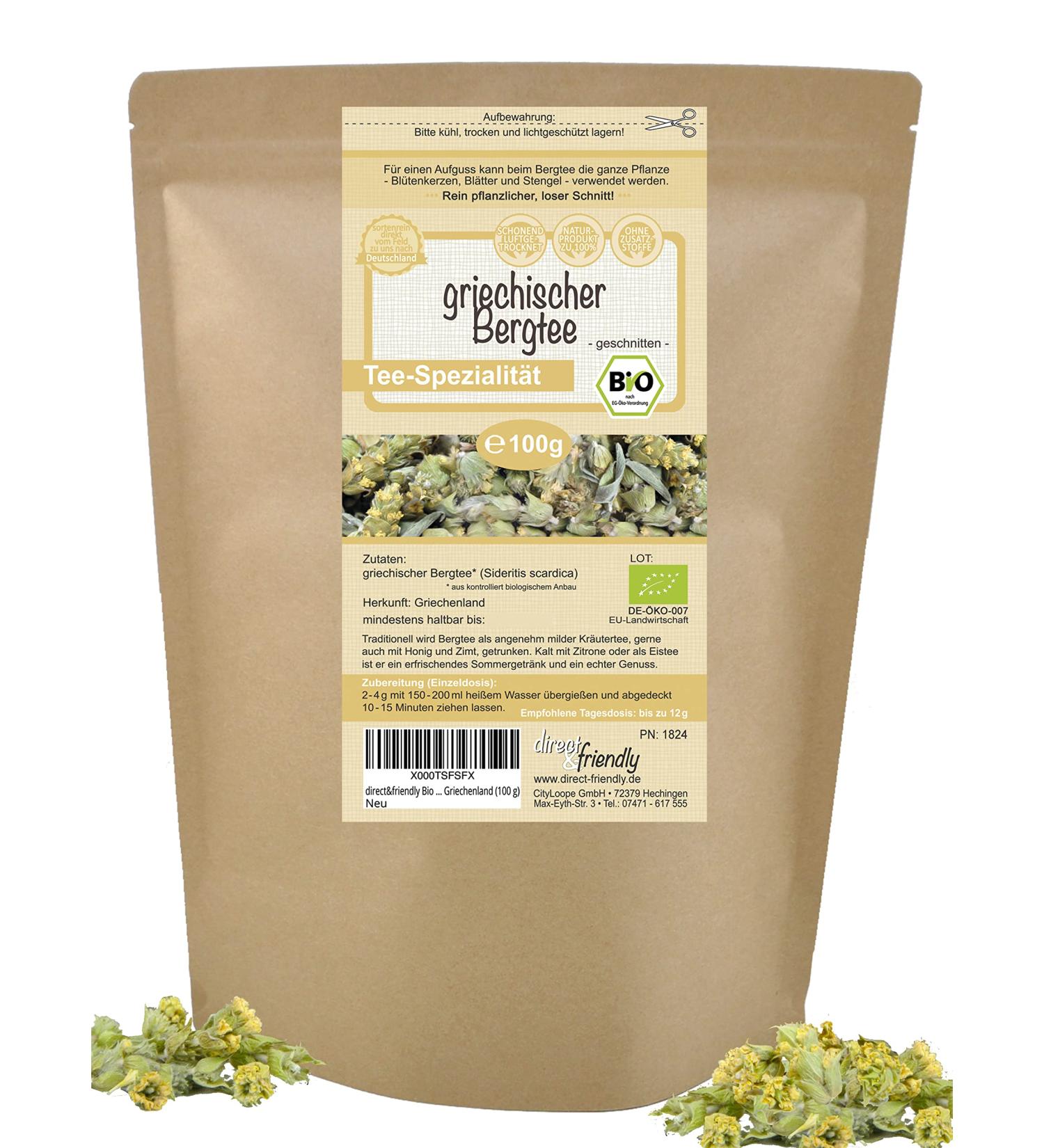 Direct & Friendly Organic Mountain Tea - Sideritis Scardica Loose Herbal Tea from Greece (100g) - Buy Online on SooperMarket.com