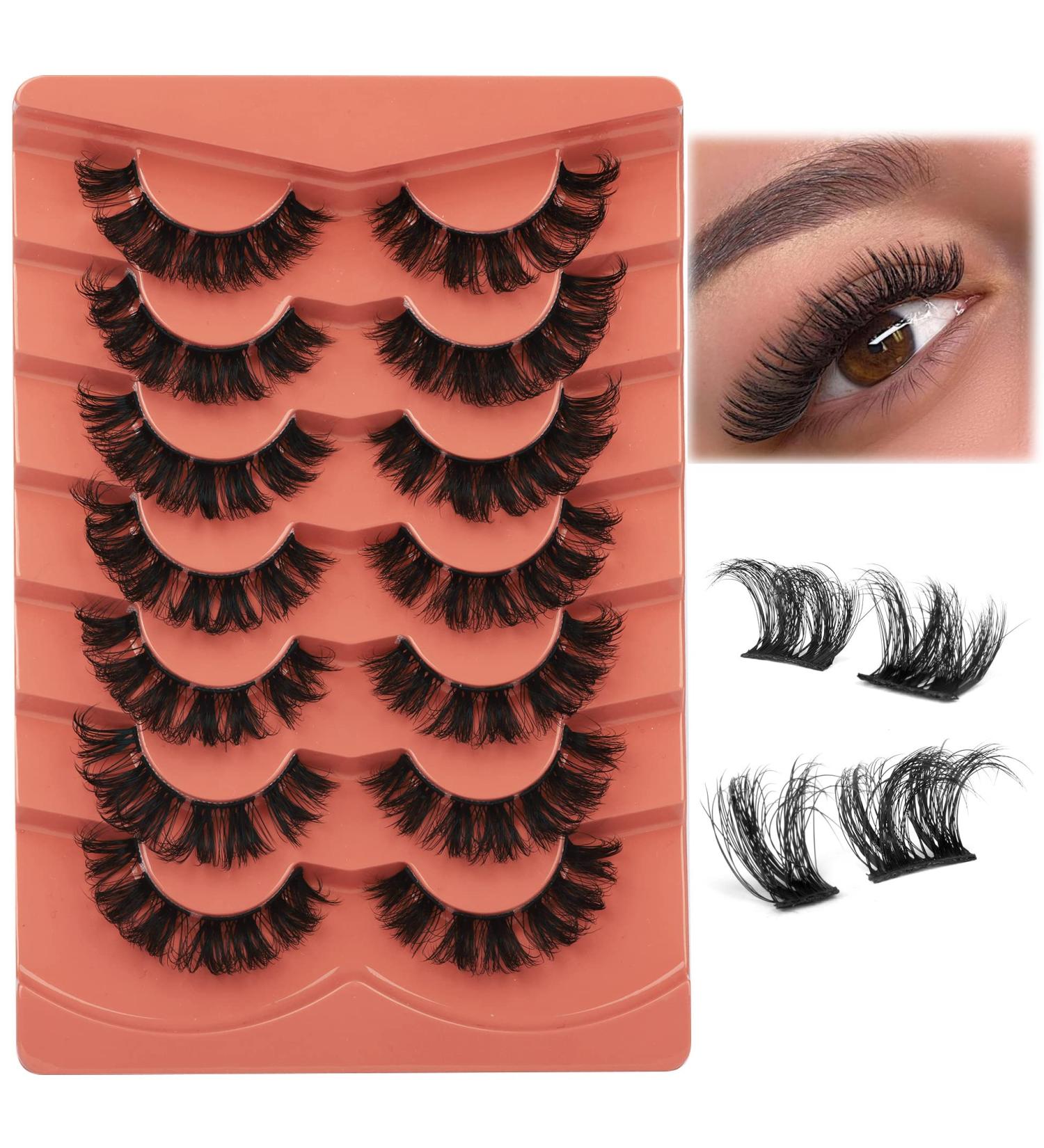 Alphonse D Curl Faux Mink Fluffy False Eyelashes | DIY Cluster Lashes | Natural Wispies | 7 Pairs Pack | Style A - Buy Online on SooperMarket.com