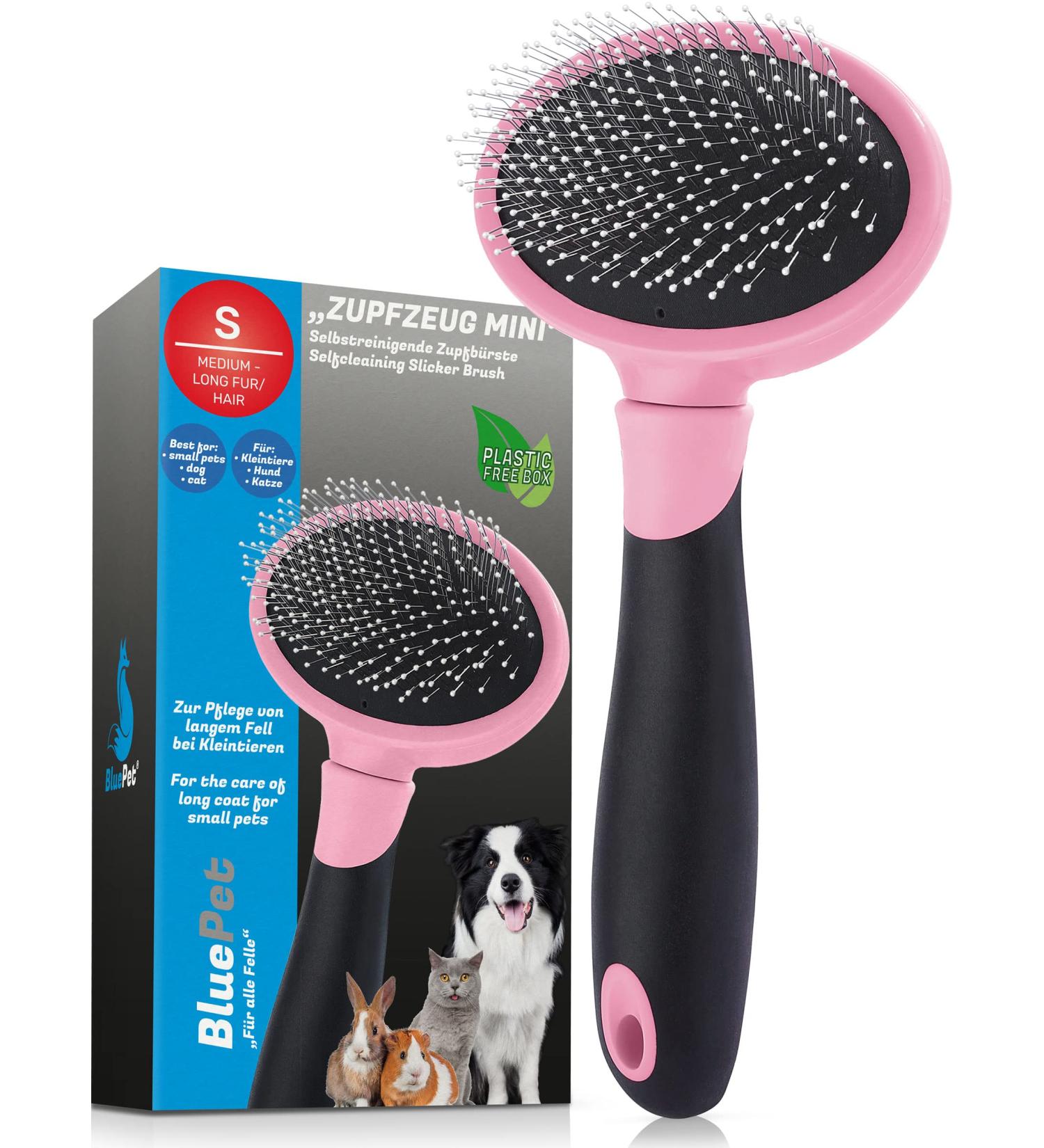 Bluepet Cat & Small Dog Brush | Gentle Undercoat Removal & Daily Fur Care - Mini Pink Rabbit Brush - Buy Online on SooperMarket.com
