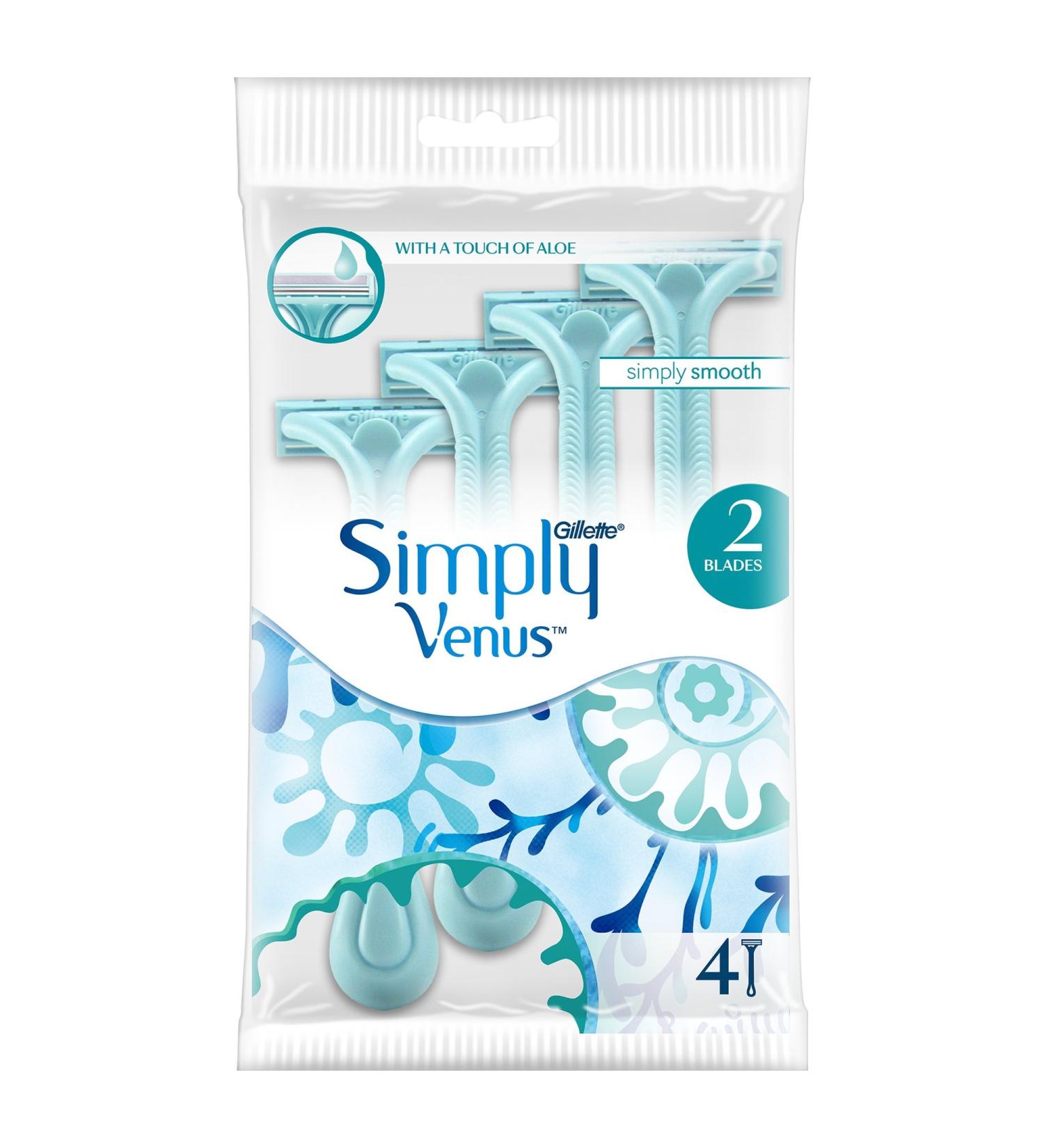 Gillette Simply Venus 2 Disposable Razors for Women - 4 Pack | Smooth Shaving International Shipping - Buy Online on SooperMarket.com