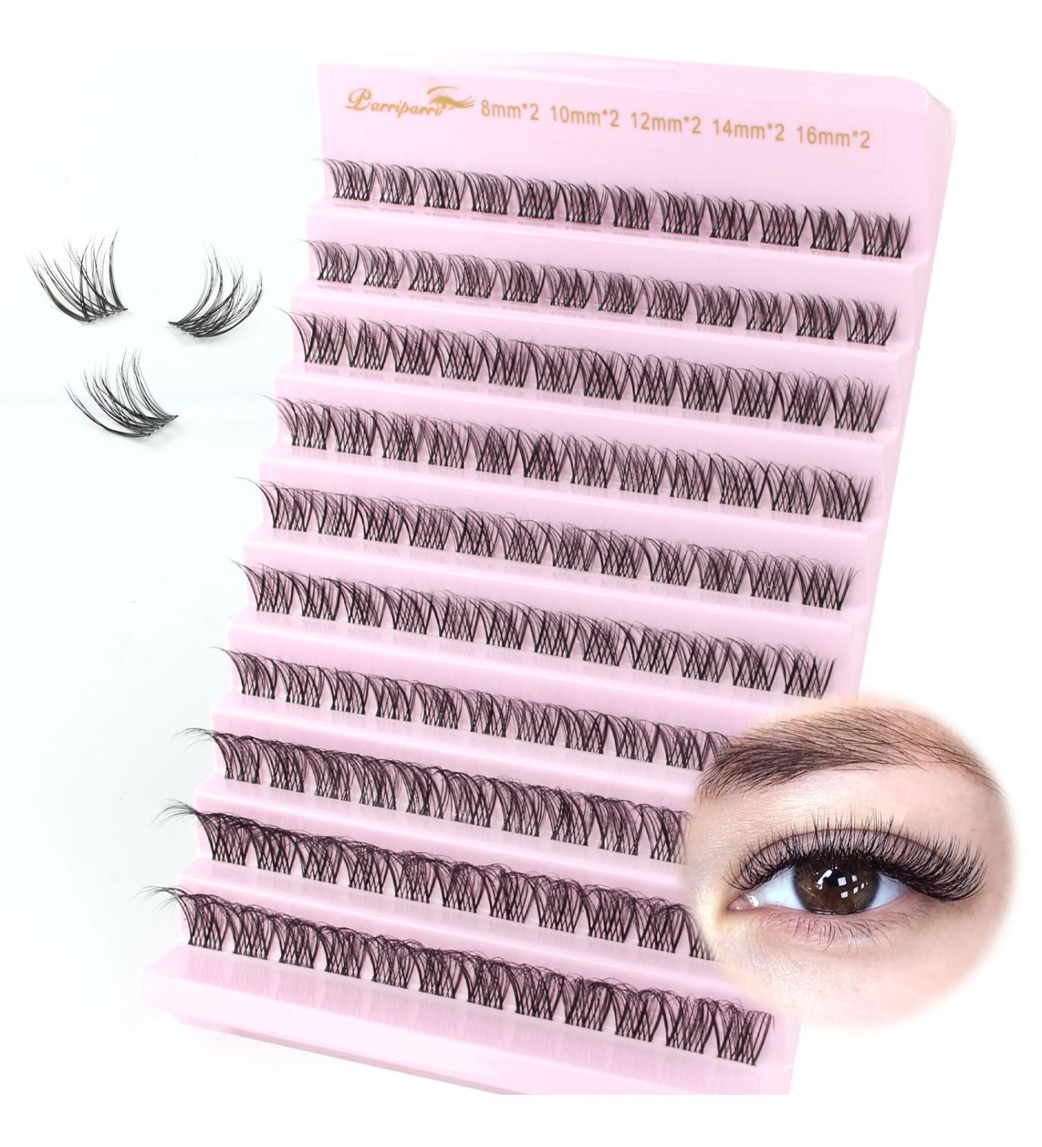 Parriparri Cluster Lashes 120Pcs Individual Lash Extensions 8-16MM | Natural Wispy Fluffy DIY Lash Clusters | False Eyelashes Extension with Clear Band - W61 - Buy Online on SooperMarket.com
