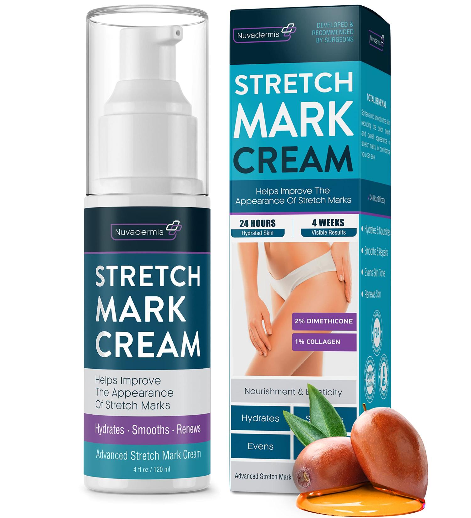 Stretch Mark Cream - Maternity Skin Care with Collagen, Jojoba, and Olive Oil - Prevents and Fades Stretch Marks - Hydrating Belly Lotion for Pregnant Women - 4 oz - Buy Online on SooperMarket.com
