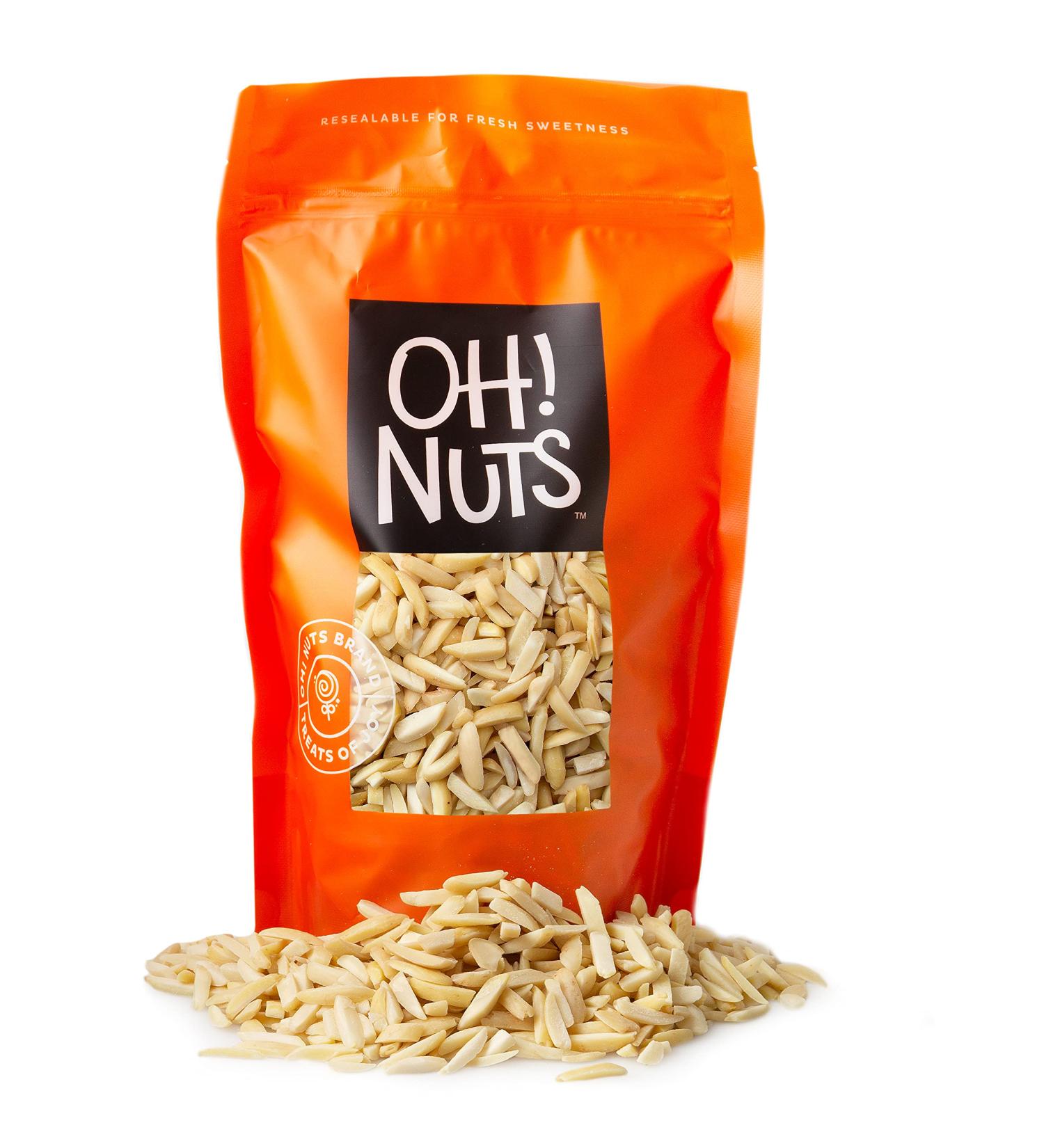 Oh! Nuts Blanched Slivered Almonds | 24oz Bulk Bag - Raw, Unsalted Almond Sticks for Snacking & Baking | High Protein, Heart Healthy, All Natural - 24oz - Buy Online on SooperMarket.com