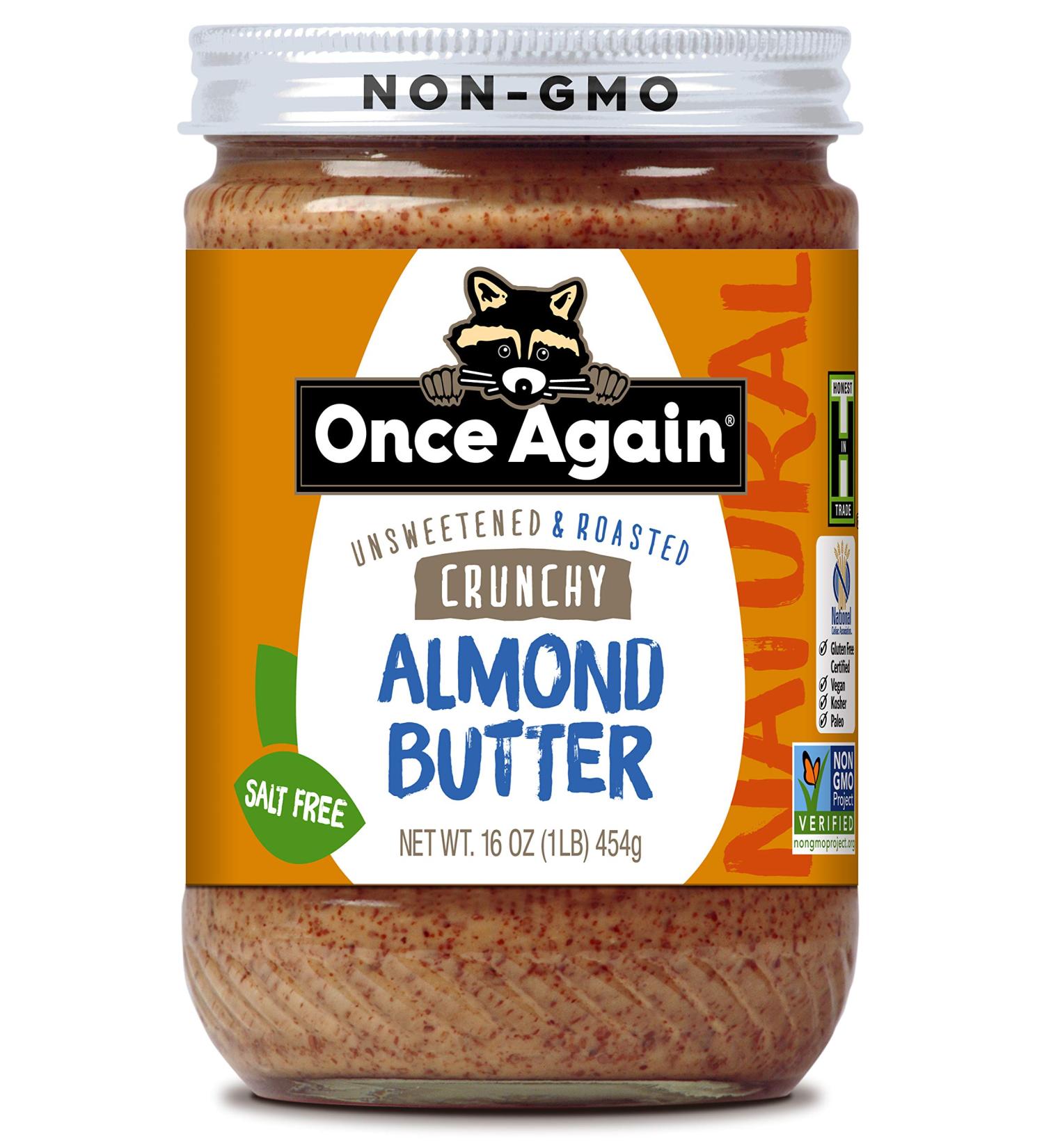 Once Again Natural Crunchy Almond Butter - Salt Free & Unsweetened - 16 oz Jar - Buy Online on SooperMarket.com