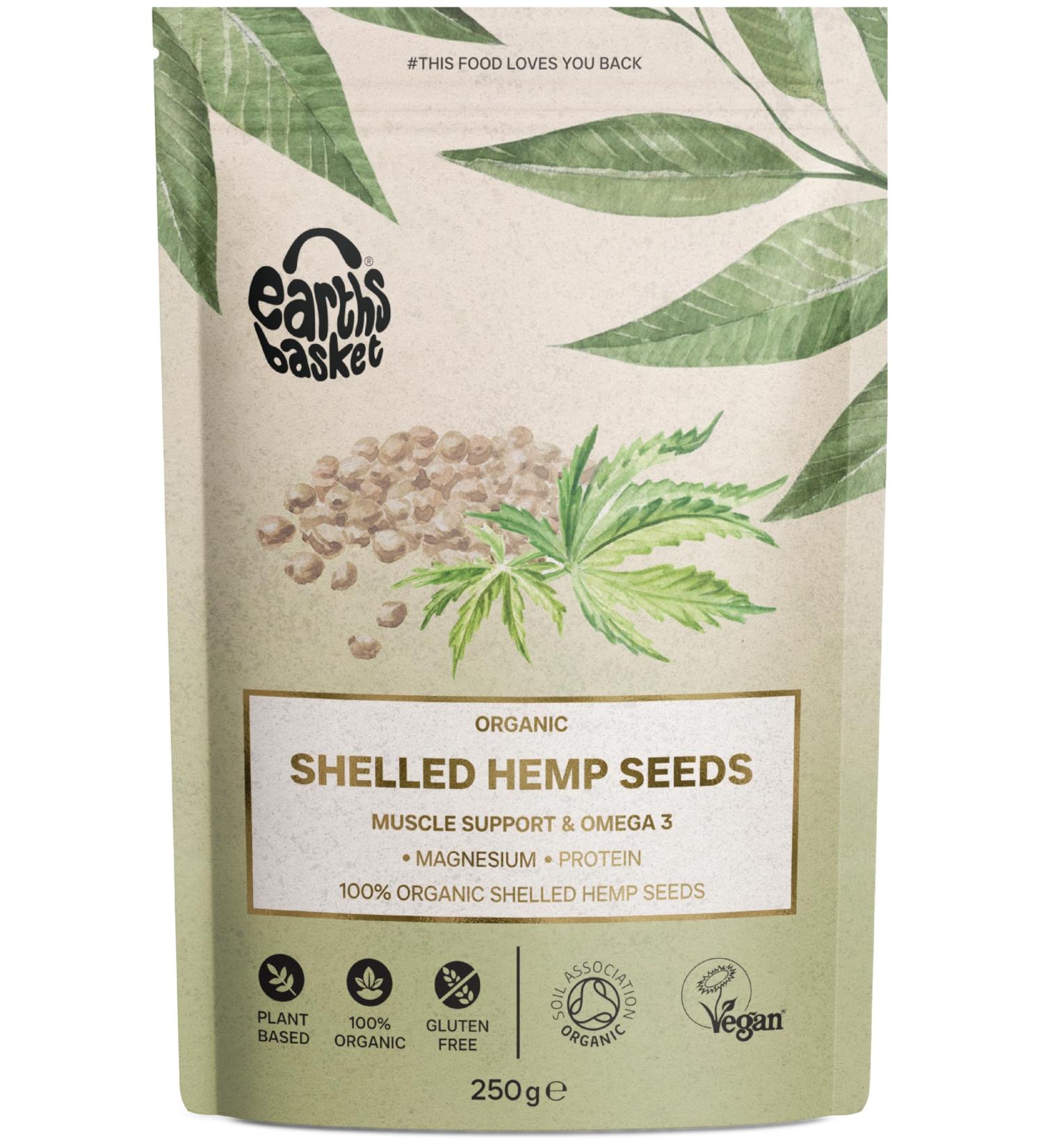 Earth's Basket Organic Shelled Hemp Seeds 250g - High Protein Superfood - Buy Online on SooperMarket.com