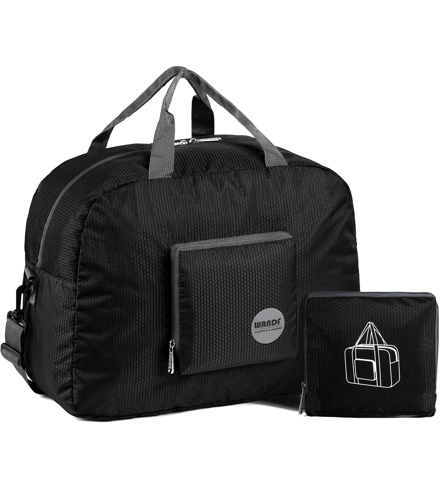 WANDF Airlines 1622 Foldable Travel Duffle Bag - Black 16x16 inches (20L) - Ideal for Travel, Gym & Sports - Buy Online on SooperMarket.com