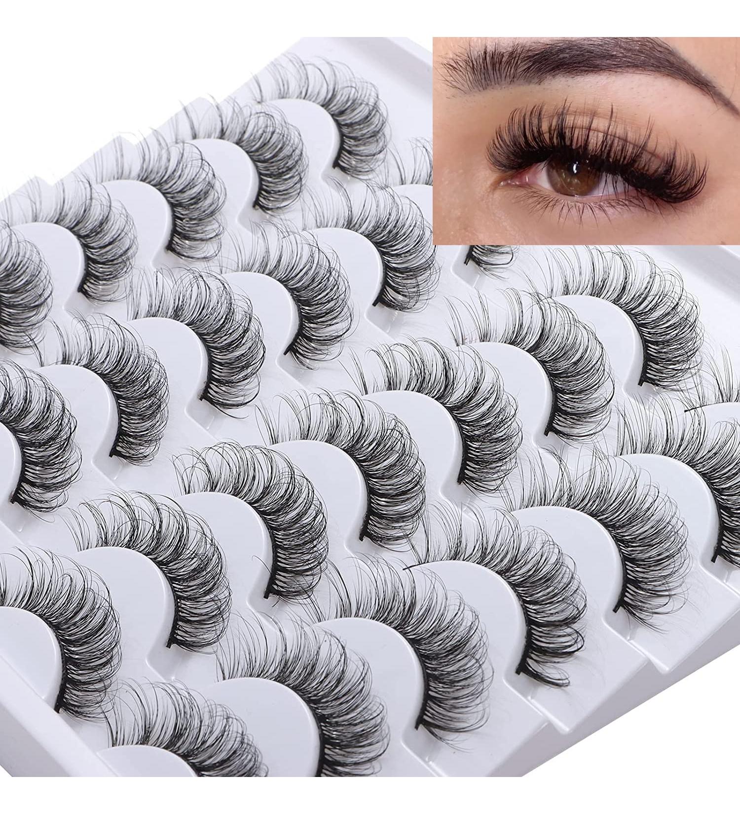 Outopen 14 Pairs D Curl Faux Mink False Eyelashes - 3D Fluffy Wispy Volume Pack - Buy Online on SooperMarket.com