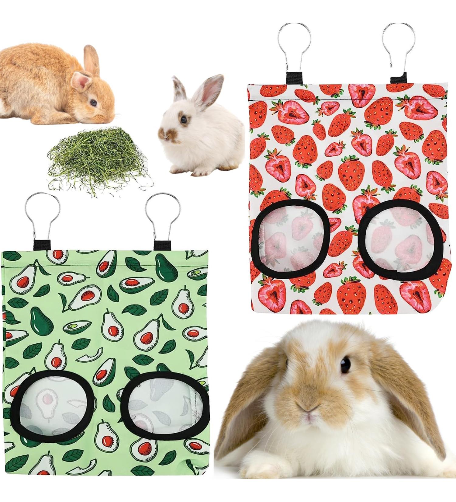 2 Pcs Hay Bag Rabbit Hay Feeder Rabbit Feeder Hamster Guinea Pig Hay Storage Bag Rabbit Hay Feeder Bag Small Pet Hanging Food Feeding Bag (Pink & Green) - Buy Online on SooperMarket.com