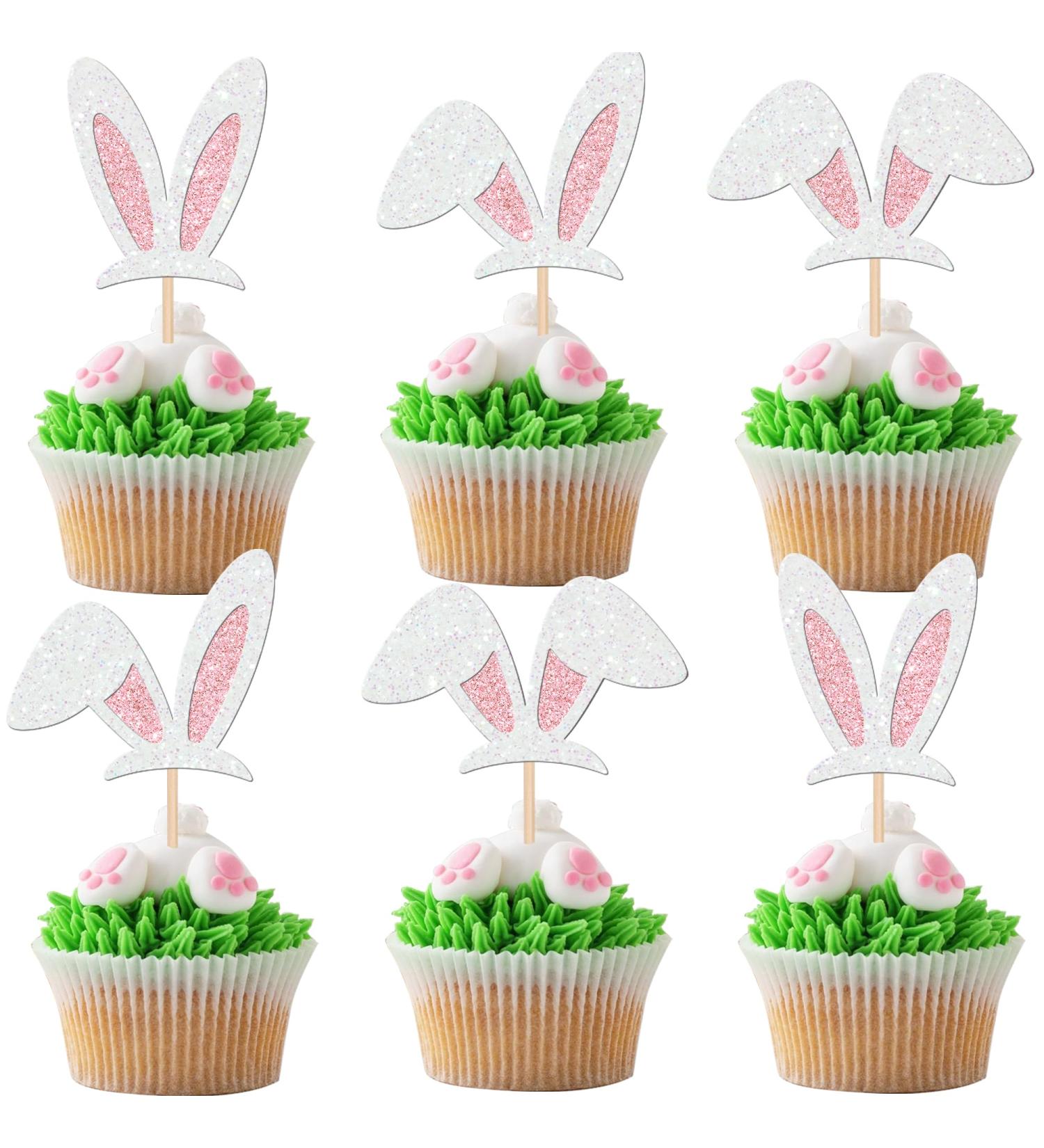 Rsstarxi 24 Pack Easter Bunny Ear Cupcake Toppers Glitter Rabbit Ears Cupcake Picks for Bunny Happy Easter Baby Shower Spring Easter Birthday Party Cake Decorations Design 10 - Buy Online on SooperMarket.com