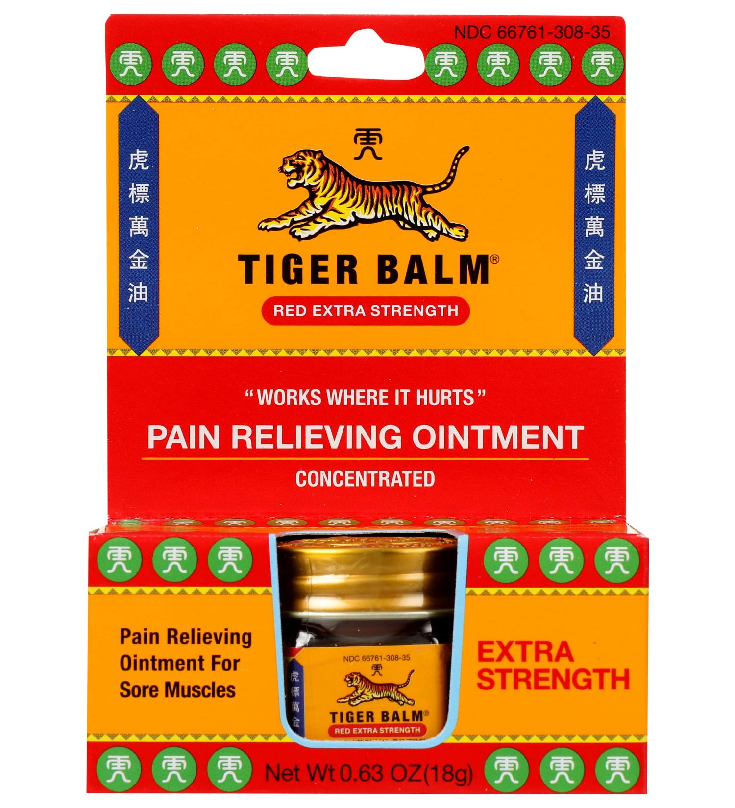 Tiger Balm Red Extra Strength Rub Balm - Alcohol Free Cruelty Free | 0.63 oz (Pack of 6) - International Shipping Available - Buy Online on SooperMarket.com