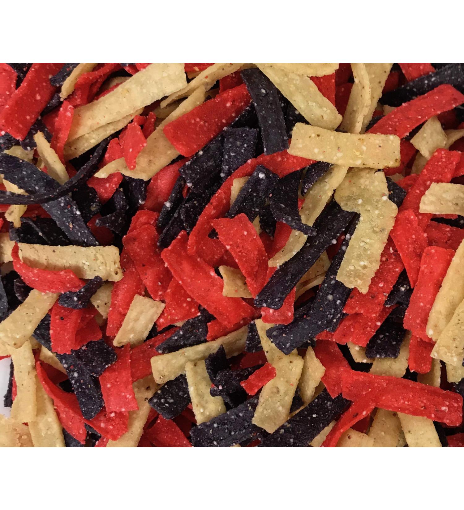 Habanerofire Gourmet Tri Color Tortilla Strips - 32 Ounces - Southwest Salad Toppings and Snack - Stay Fresh Packaging - Buy Online on SooperMarket.com