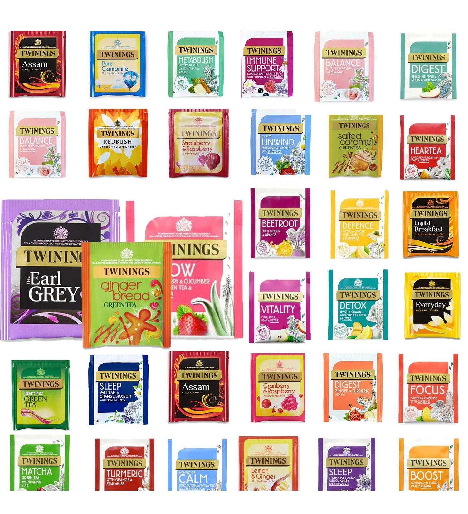 Twinings Tea Bags Envelopes Sachets 50 Pack Pick N Mix - (Choose From 25+ Flavours) Inc Black Tea Herbal Tea Green Tea Fruity Tea and Many More 50 (10 of each) - Buy Online on SooperMarket.com