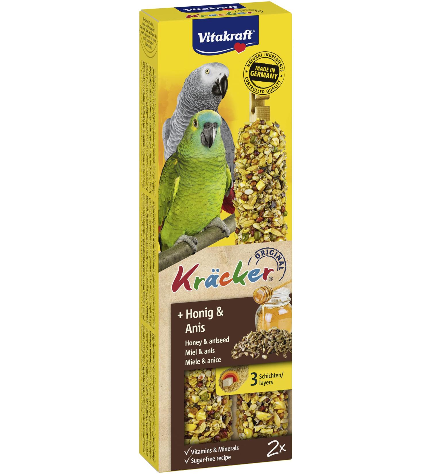Vitakraft Crackers for Parrots - Honey & Anise Snack Sticks No Added Sugar (2 Pieces) - International Shipping Available - Buy Online on SooperMarket.com