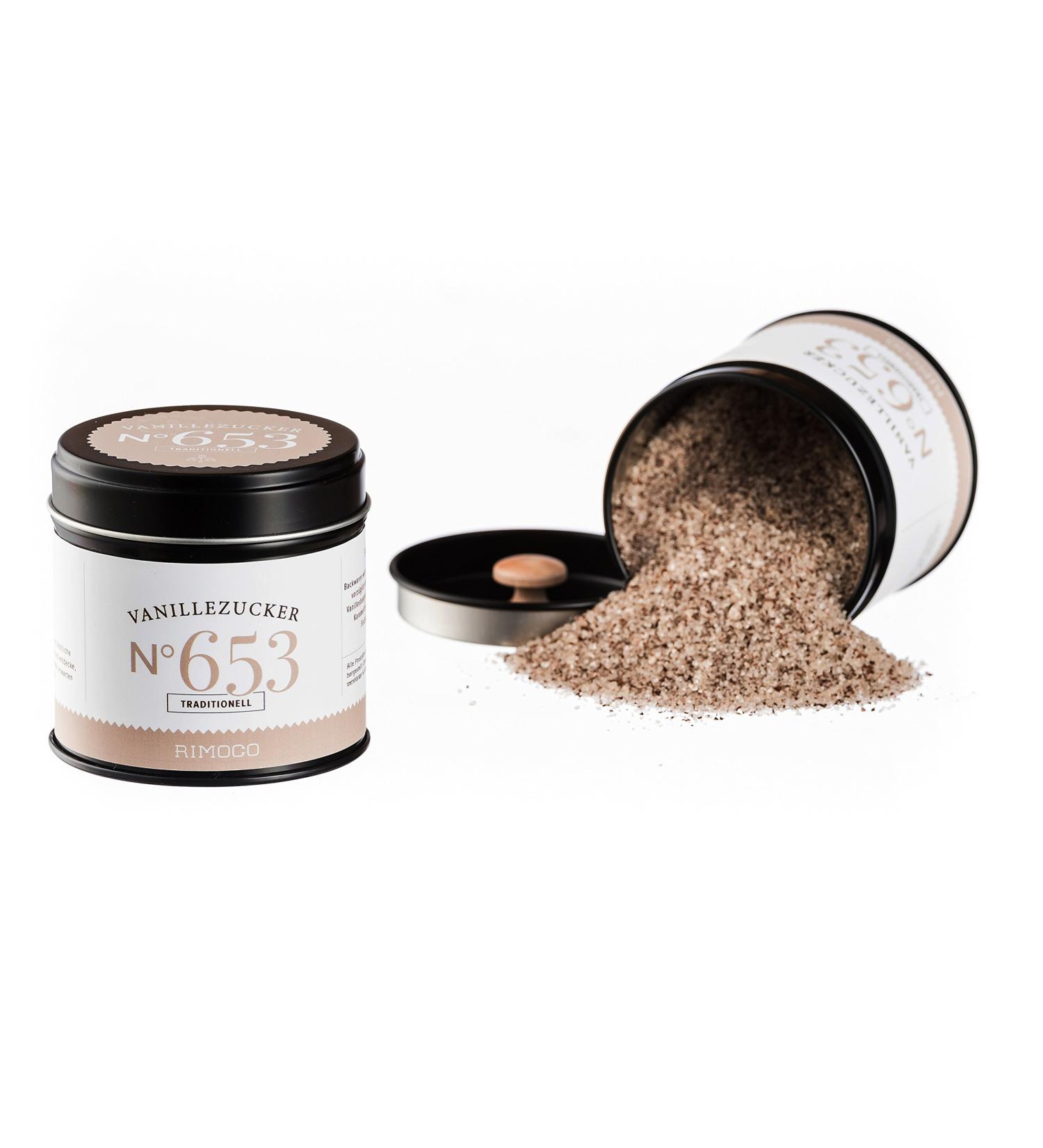 Organic Vanilla Sugar N 653 - real Bourbon vanilla with fine sugar in an elegant spice jar with double aroma lid content: 110g