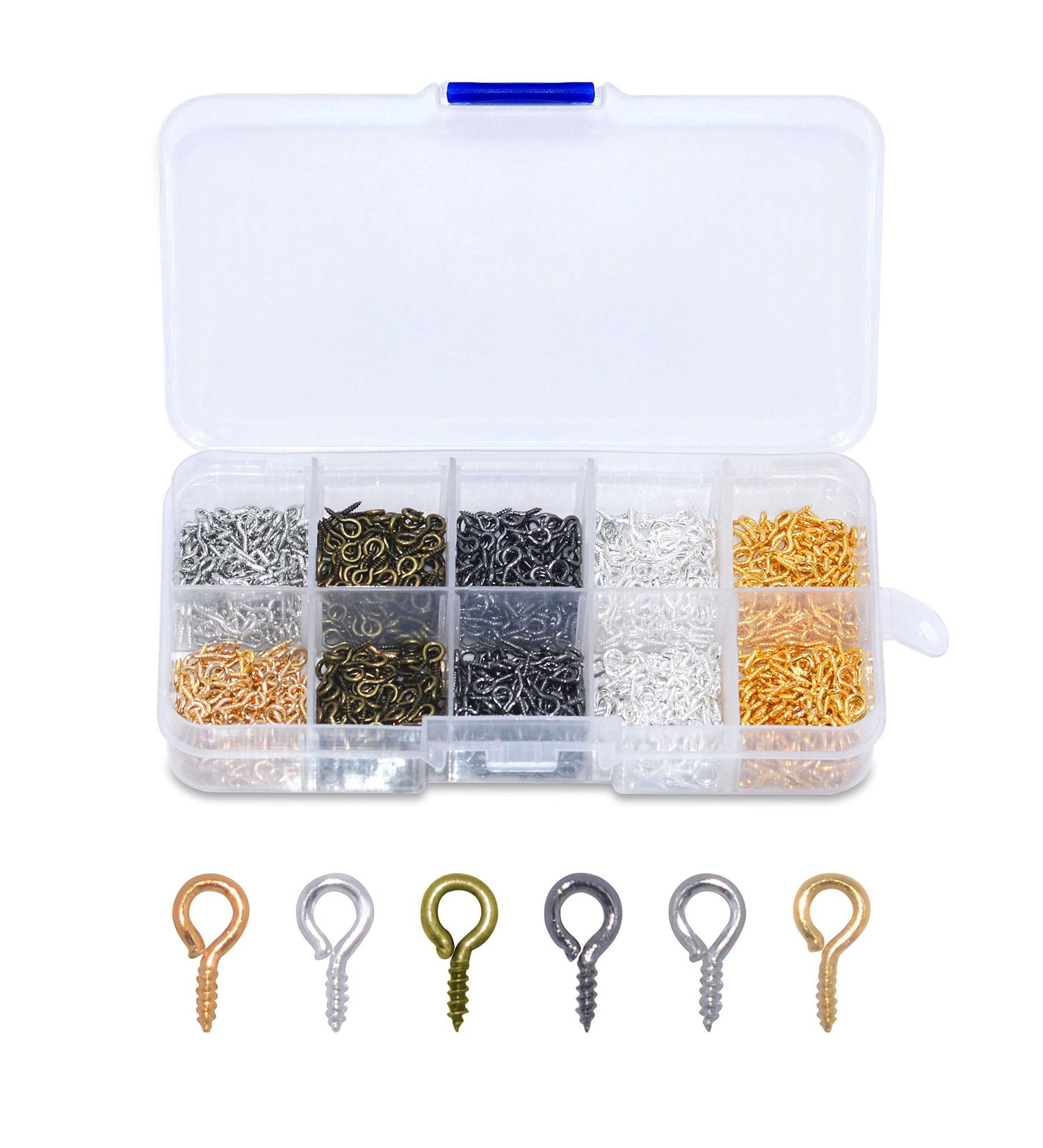 1000 PCS Small Self Tapping Screw Eye Pins Hooks in 6 Colors (4  8mm/0.15  0.3inch) - Buy Online on SooperMarket.com