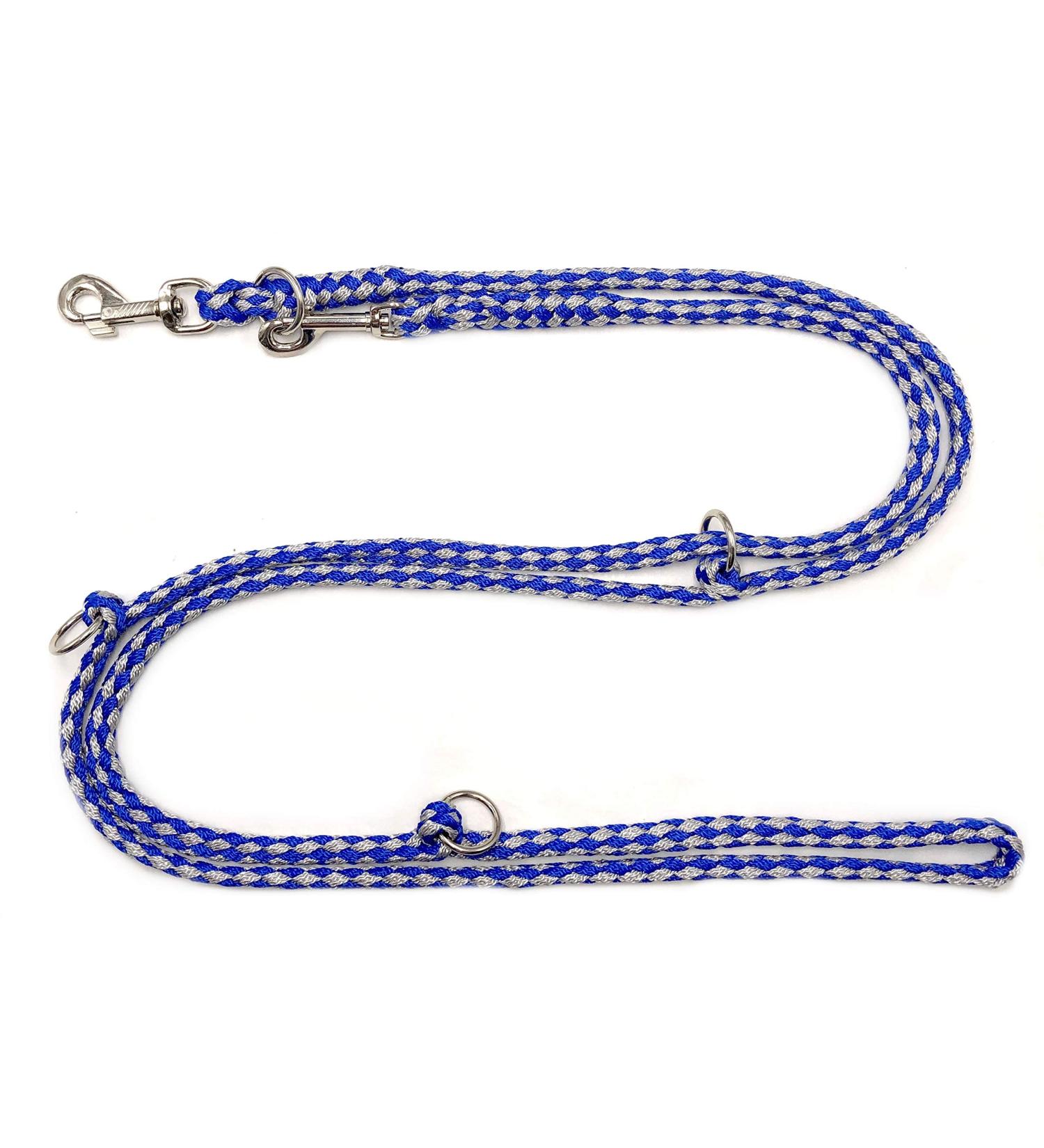 Dogeline Double leash Practice line for medium dogs up to 45 kg over 39 colors very stable (2.40 m Fellbach) 2.40 m blue-gray