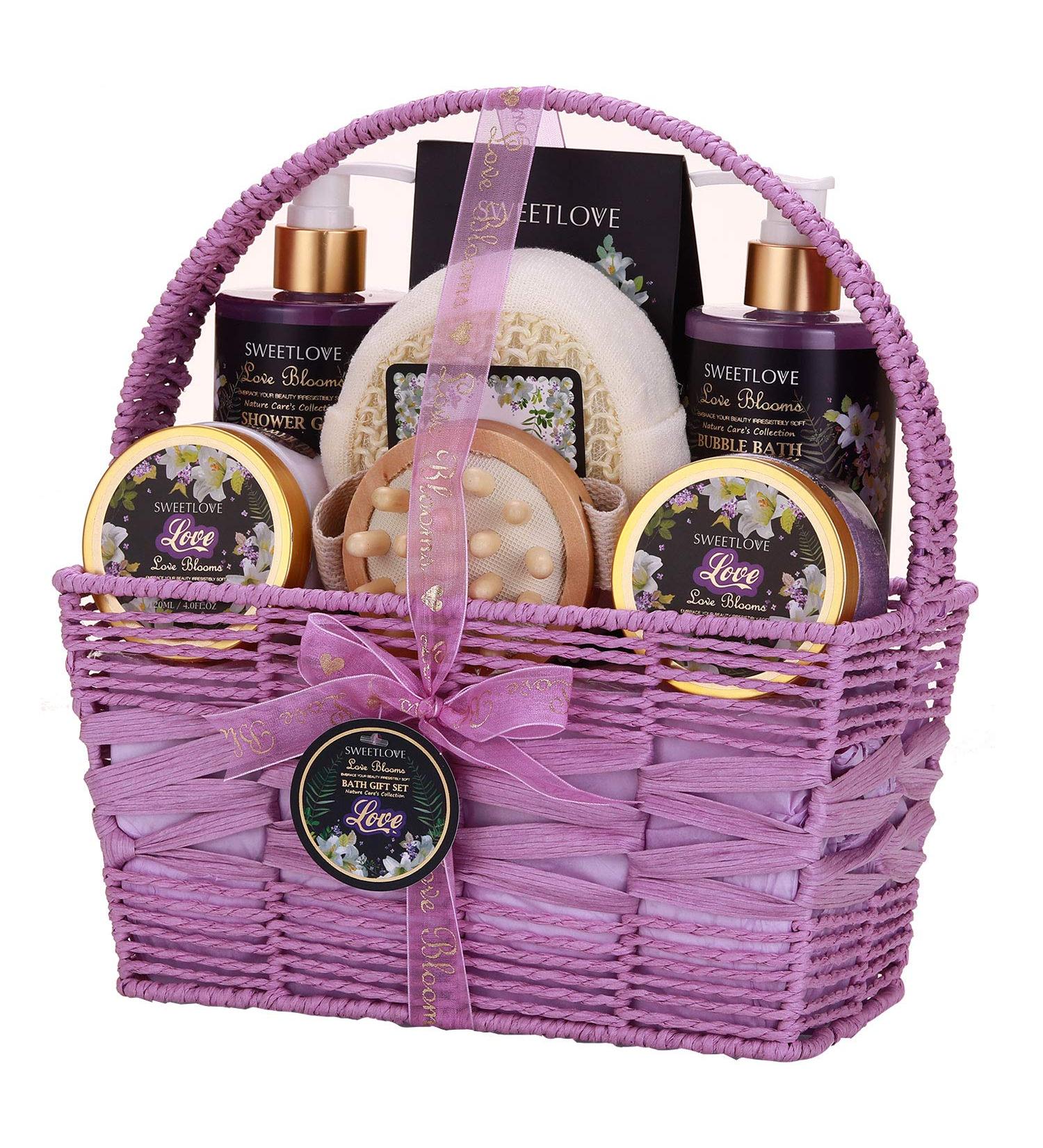 Luxury Lily & Lilac Spa Gift Basket for Women - 8 Piece Bath and Body Set for Mother's Day, Birthday, Christmas - Buy Online on SooperMarket.com