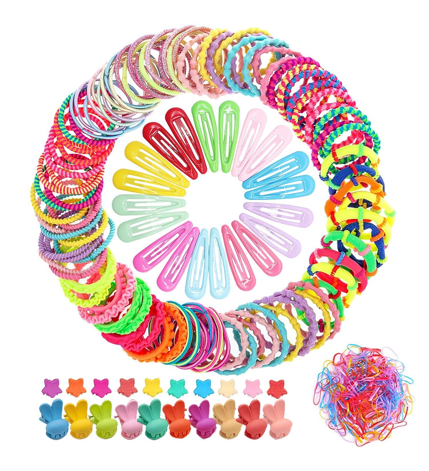 340-Piece Multi-Colored Hair Jewelry Set - Clips Bands & Ties for Girls & Babies | Perfect Hair Accessories for Kids - Buy Online on SooperMarket.com