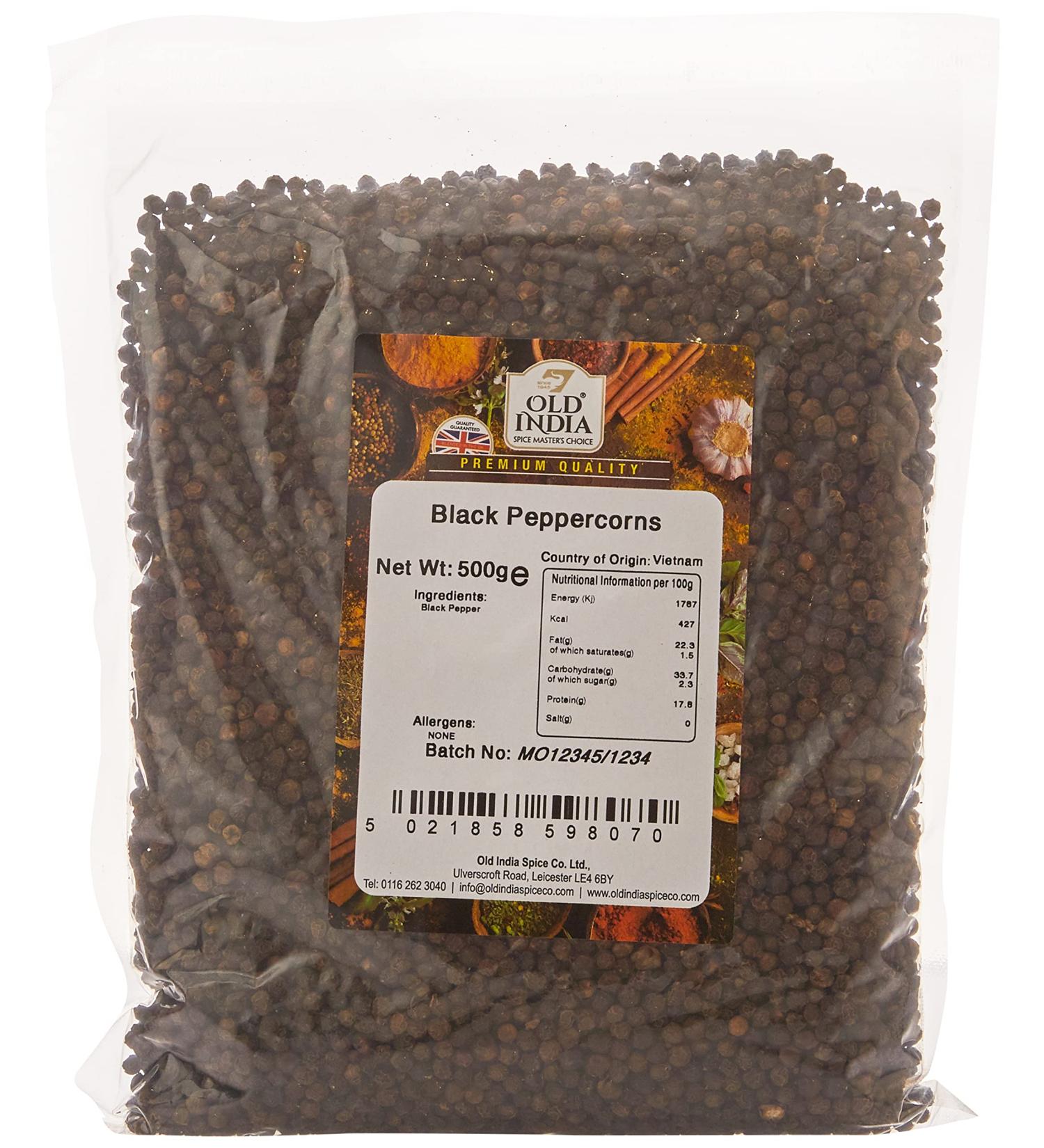 Old India Black Peppercorns 500g - Premium Quality Spices in 500g Pack - Buy Online on SooperMarket.com