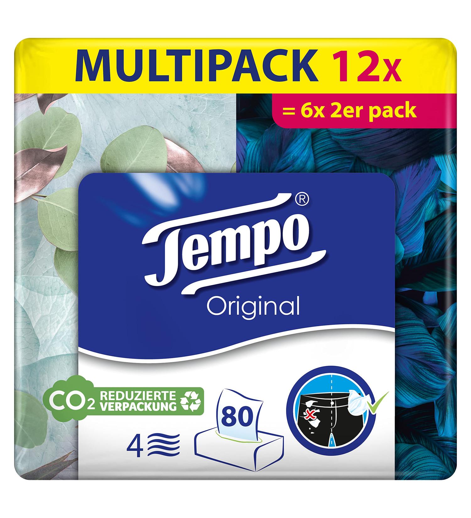 Tempo Original Tissues Mega Pack - 6 x 2 Boxes (80 Tissues Each) | Ideal for Home & Travel | International Shipping Available - Buy Online on SooperMarket.com