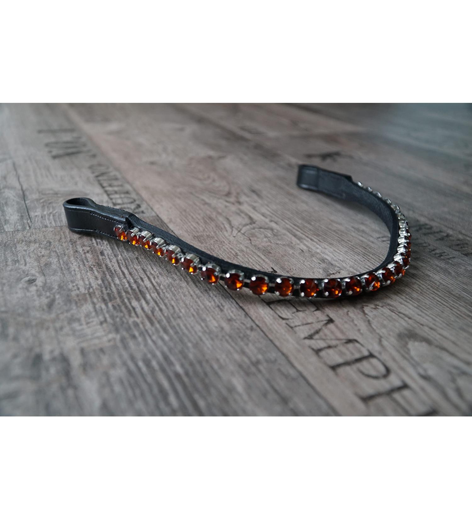 Generic browband with large stones Warmblood Thoroughbred (Warmblood XL 45cm brown) Warmblood XL 45cm brown